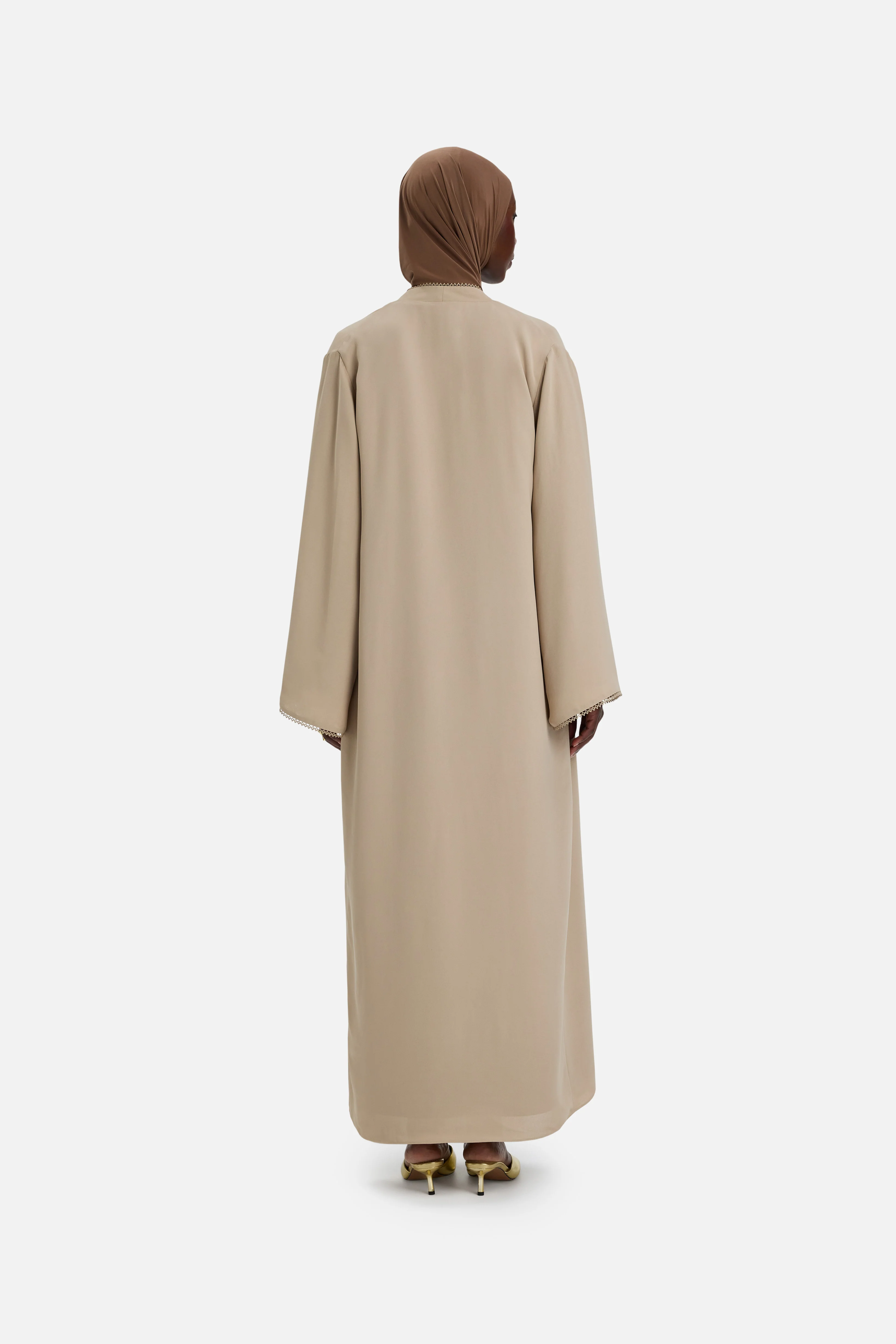 Picot Edge Abaya | Mocha - Image 4