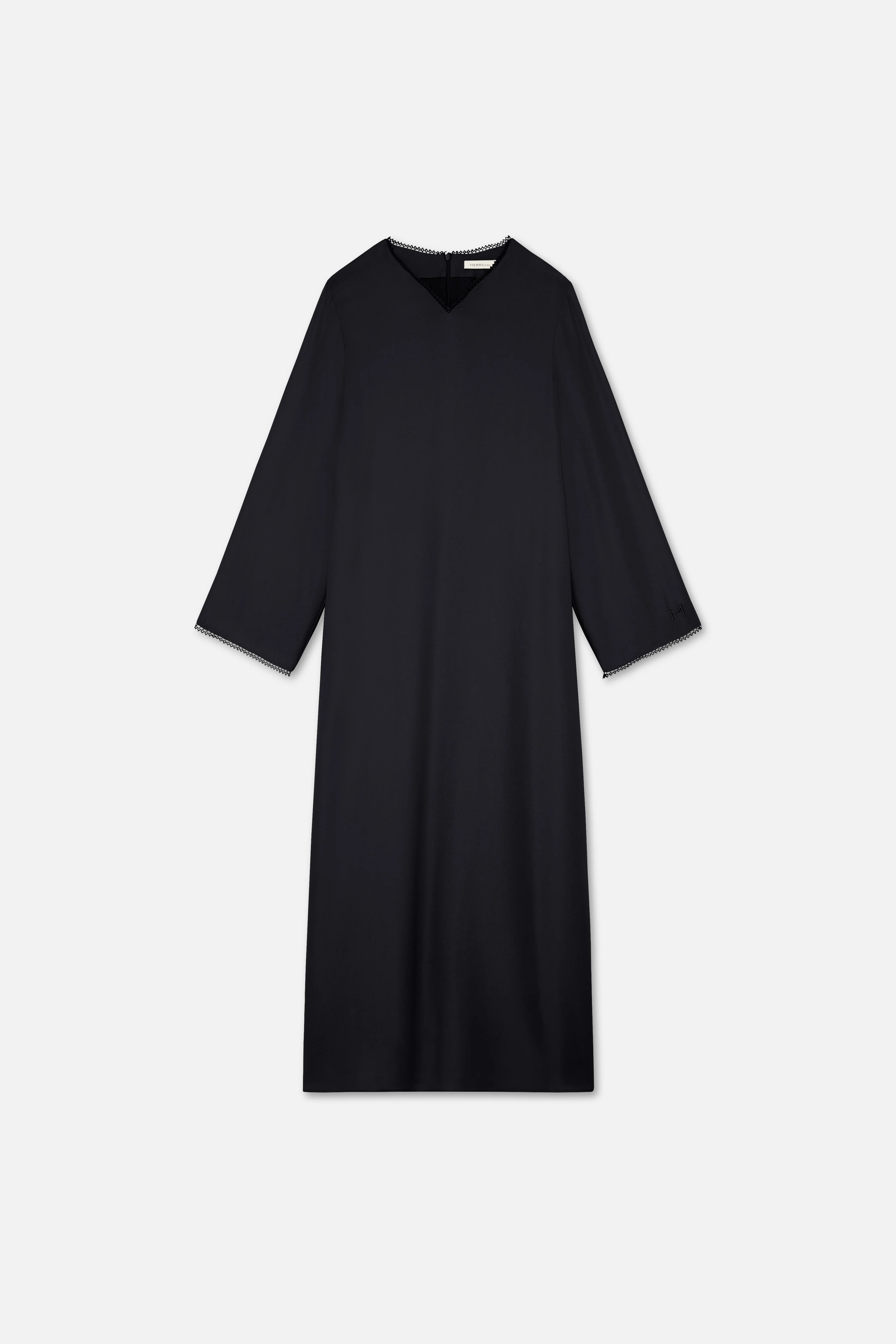 Picot Neck Dress | Black - Image 5