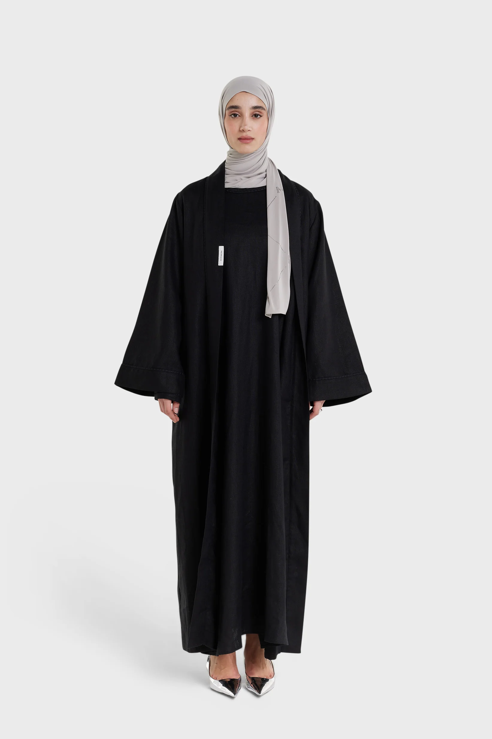 Plain Linen Abaya | Black