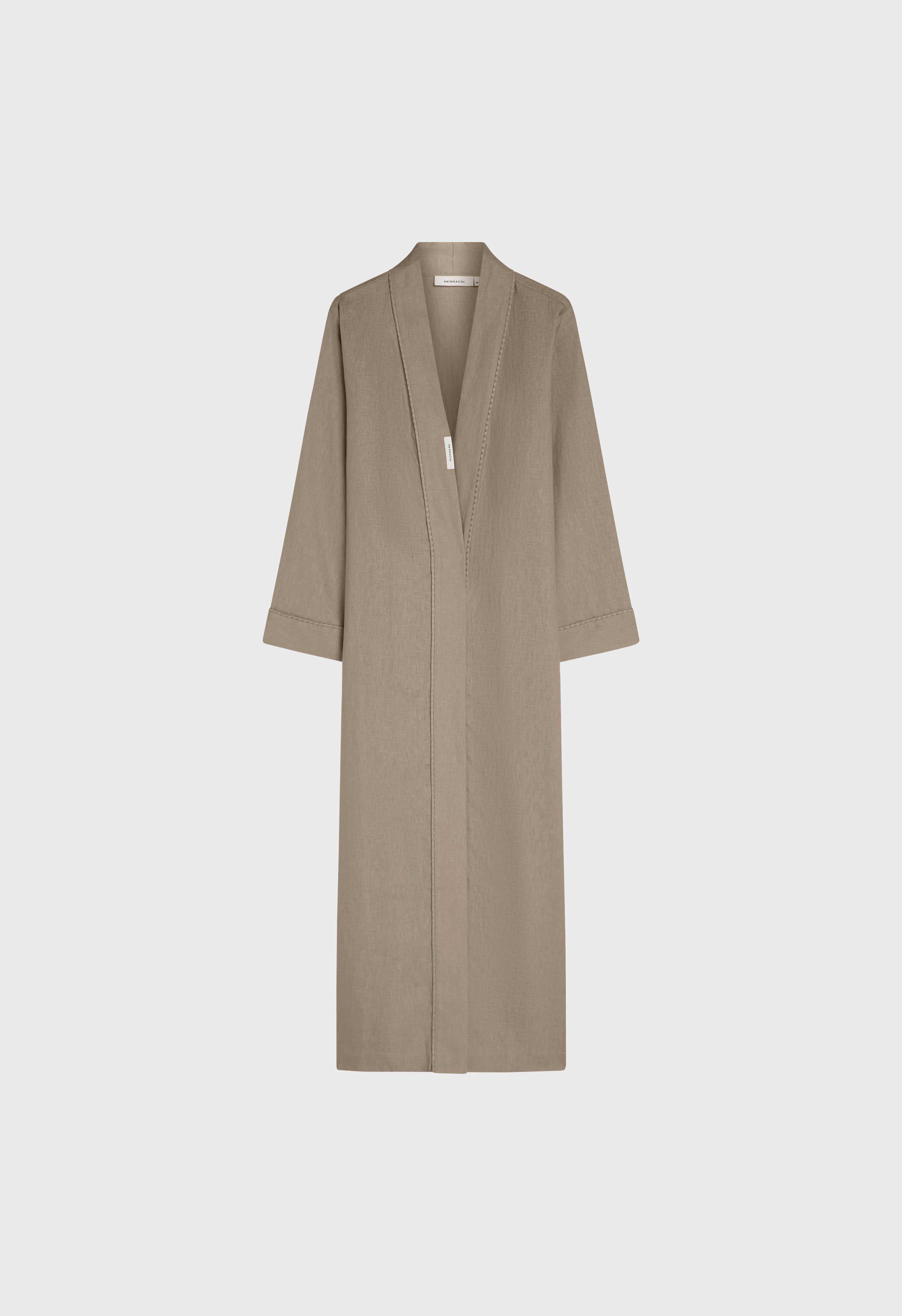 Plain Linen Abaya | Light Khaki - Image 3