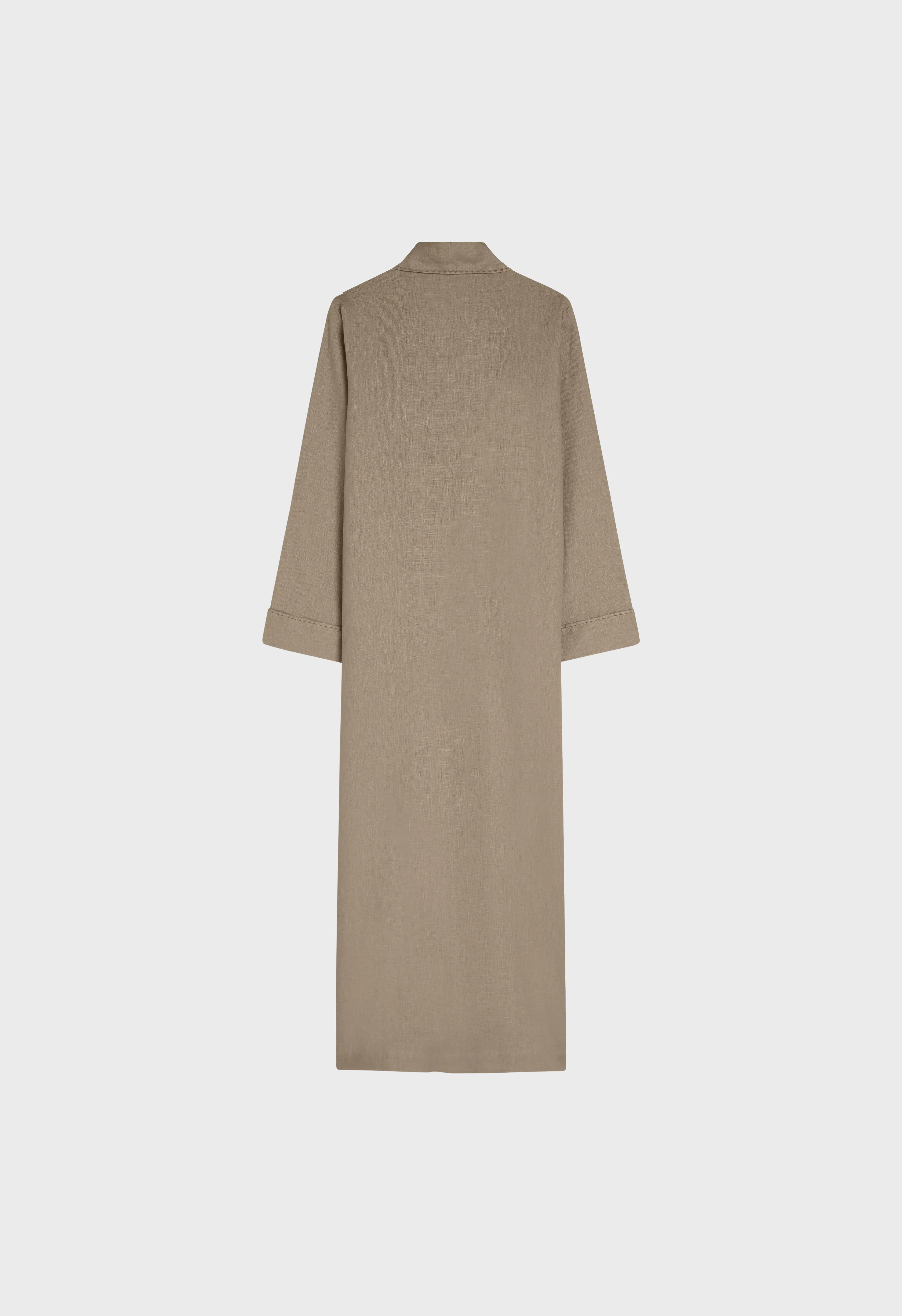 Plain Linen Abaya | Light Khaki - Image 4