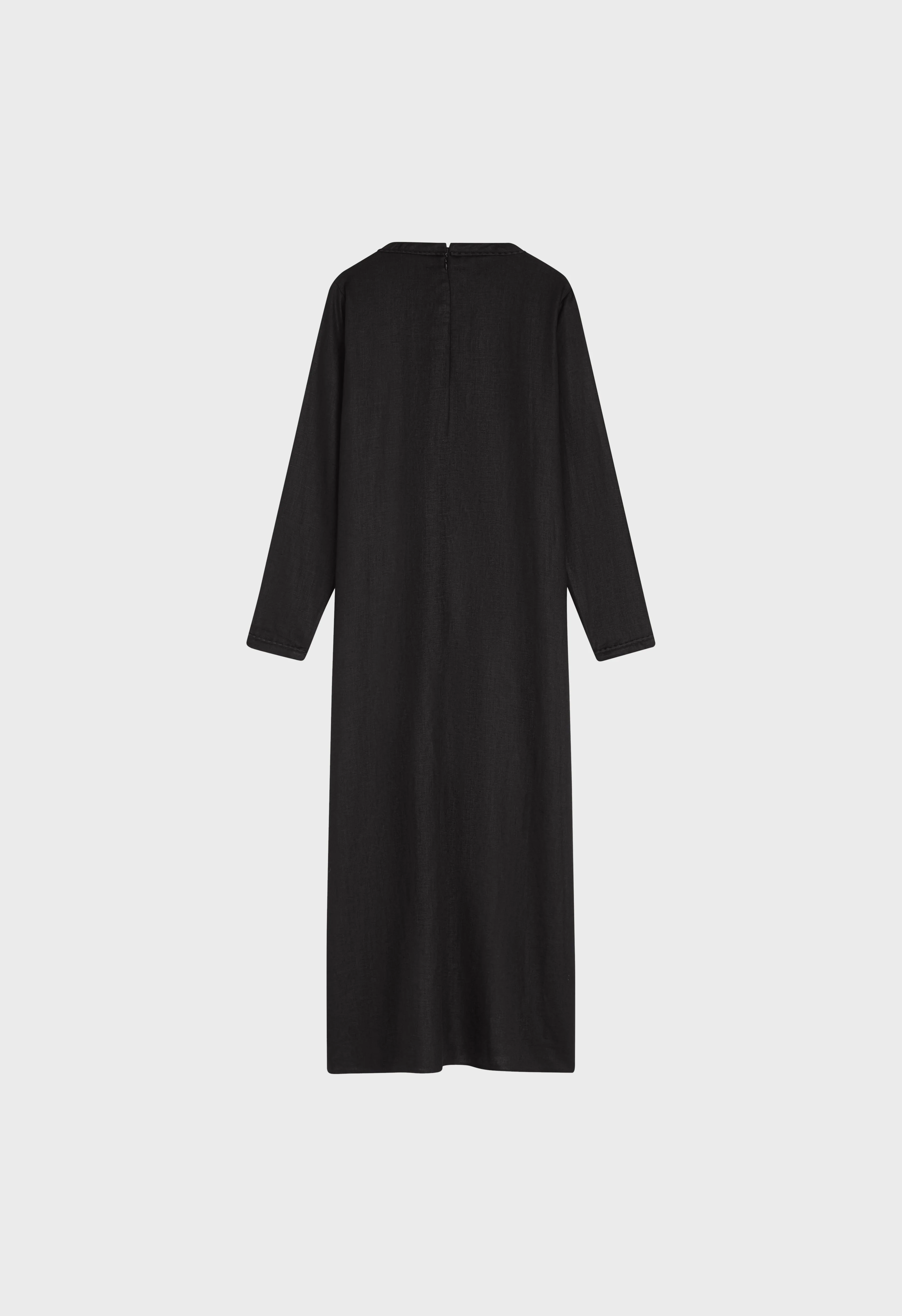 Plain Linen Dress | Black - Image 4