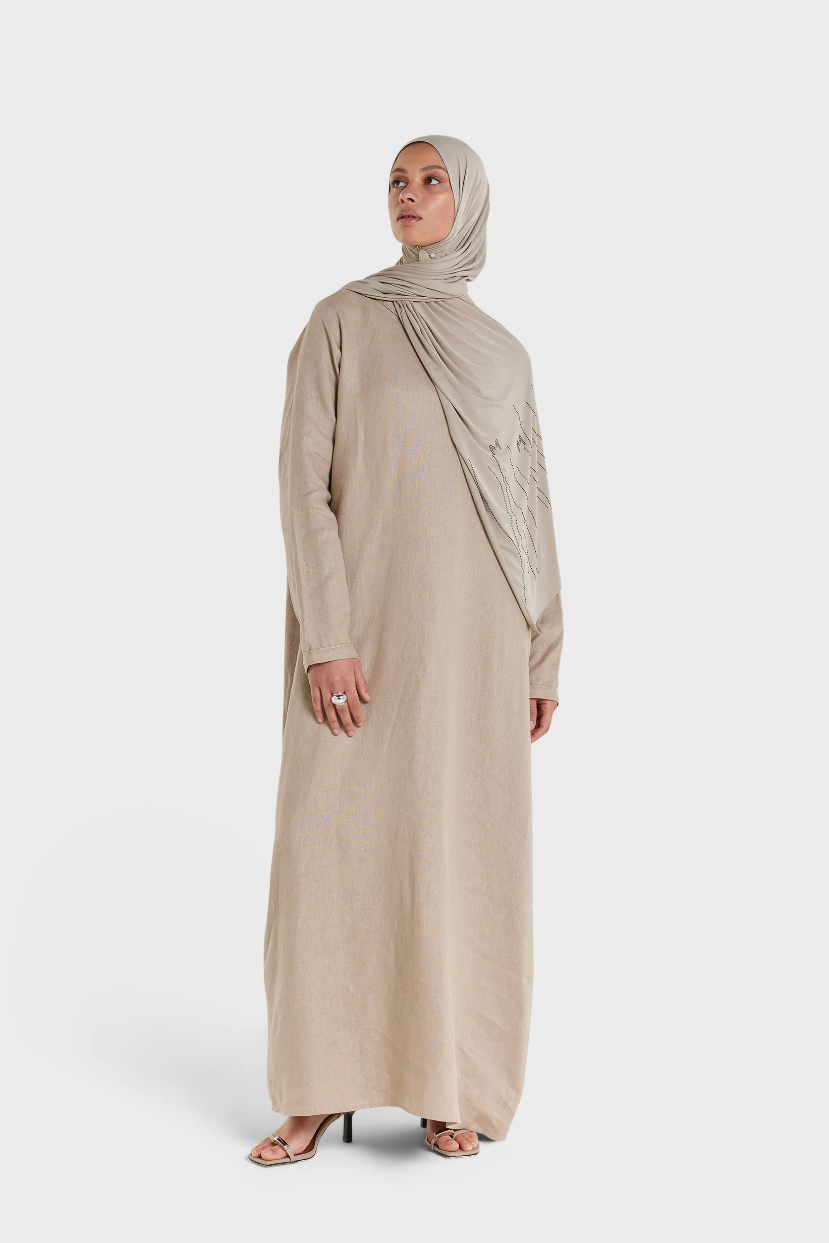 Plain Linen Dress | Light Khaki - Image 2