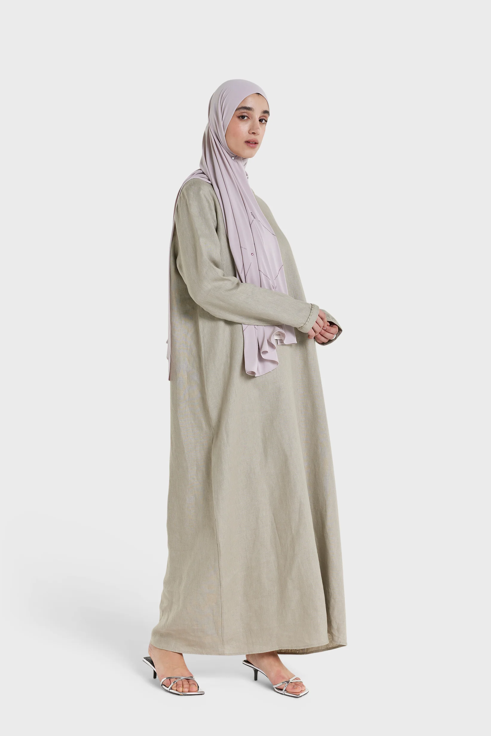 Plain Linen Dress | Light Sage - Image 2