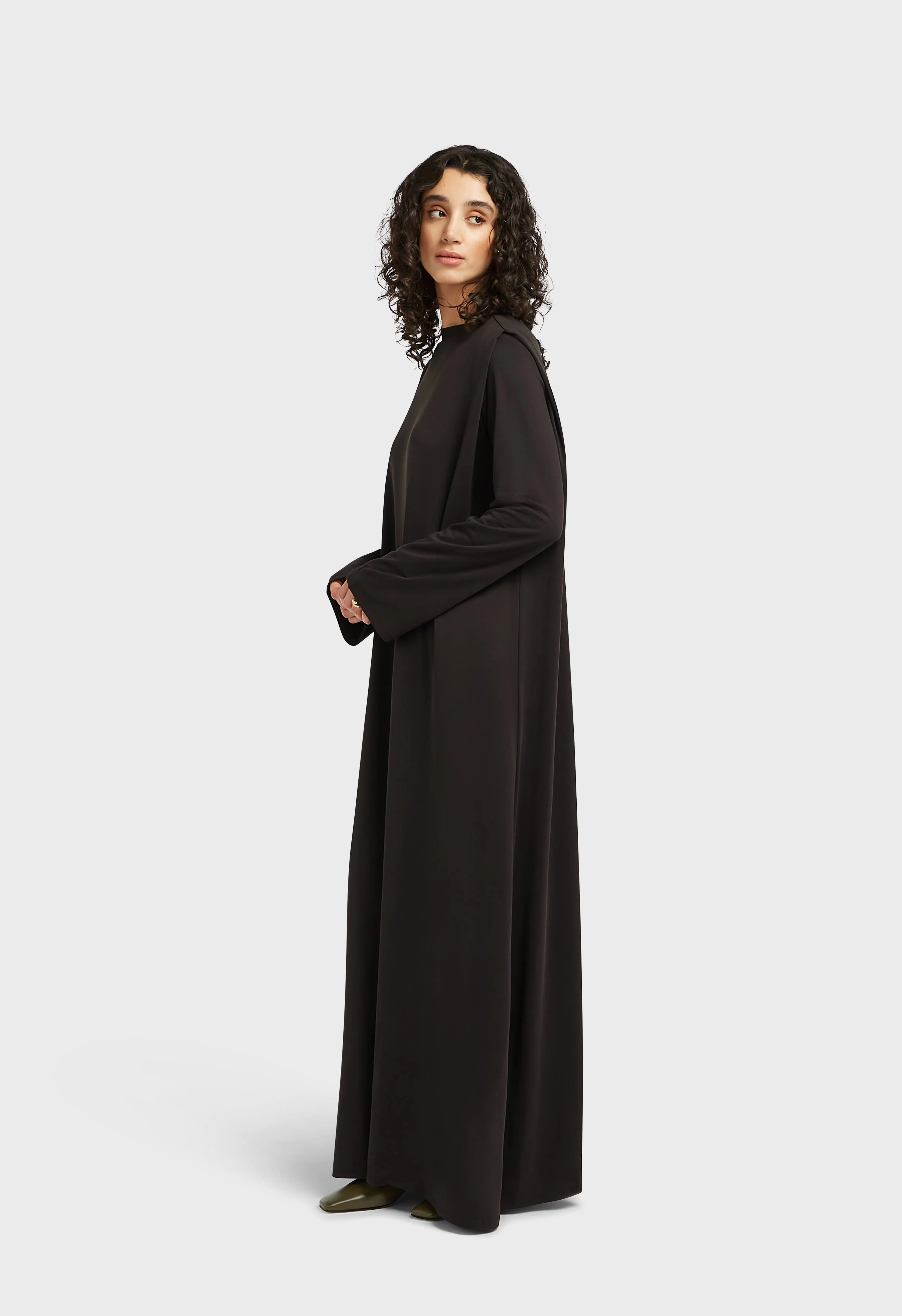 Pleated Shoulder Dress | Black - Image 2