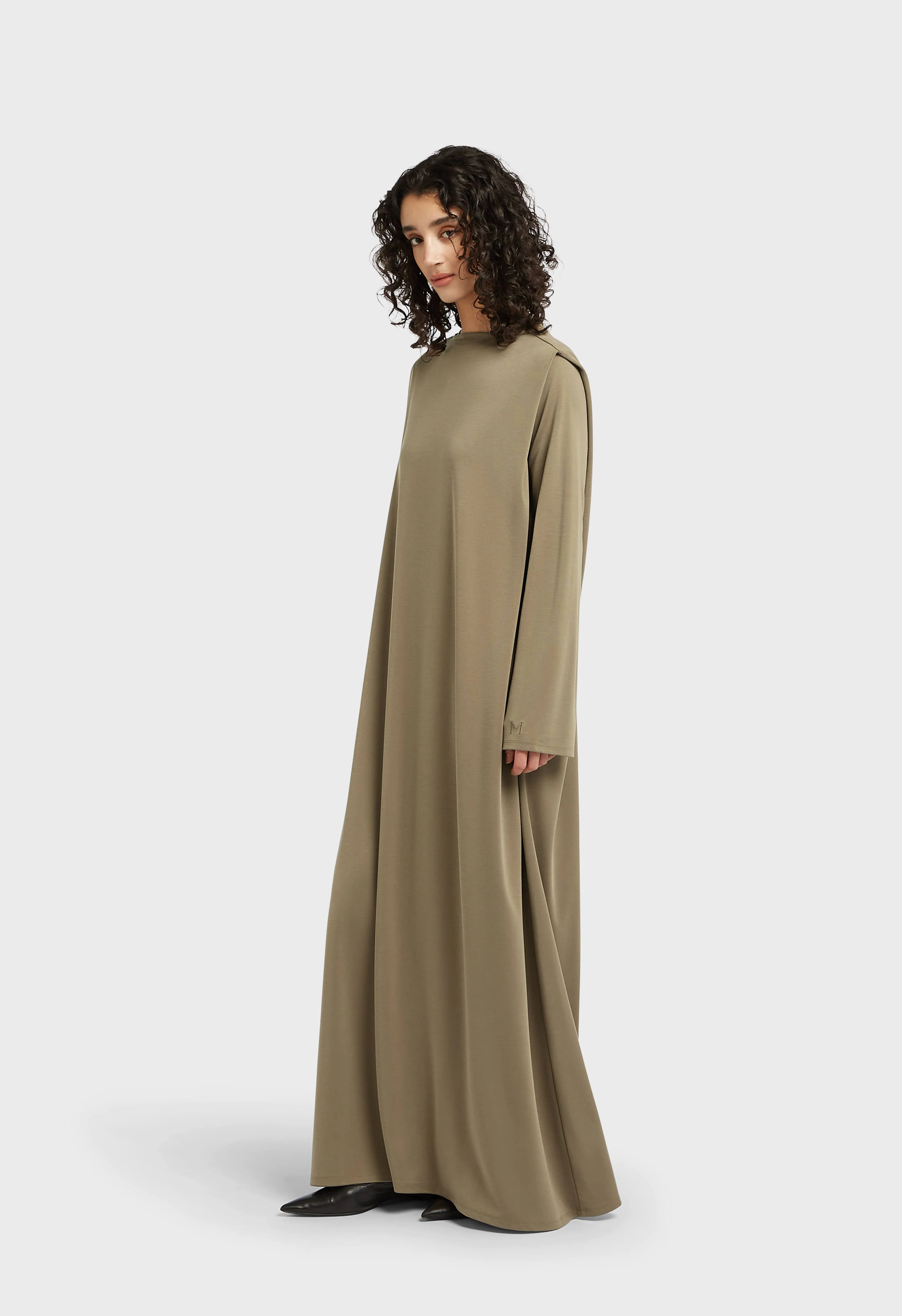 Pleated Shoulder Dress | Desert Brown - Image 2