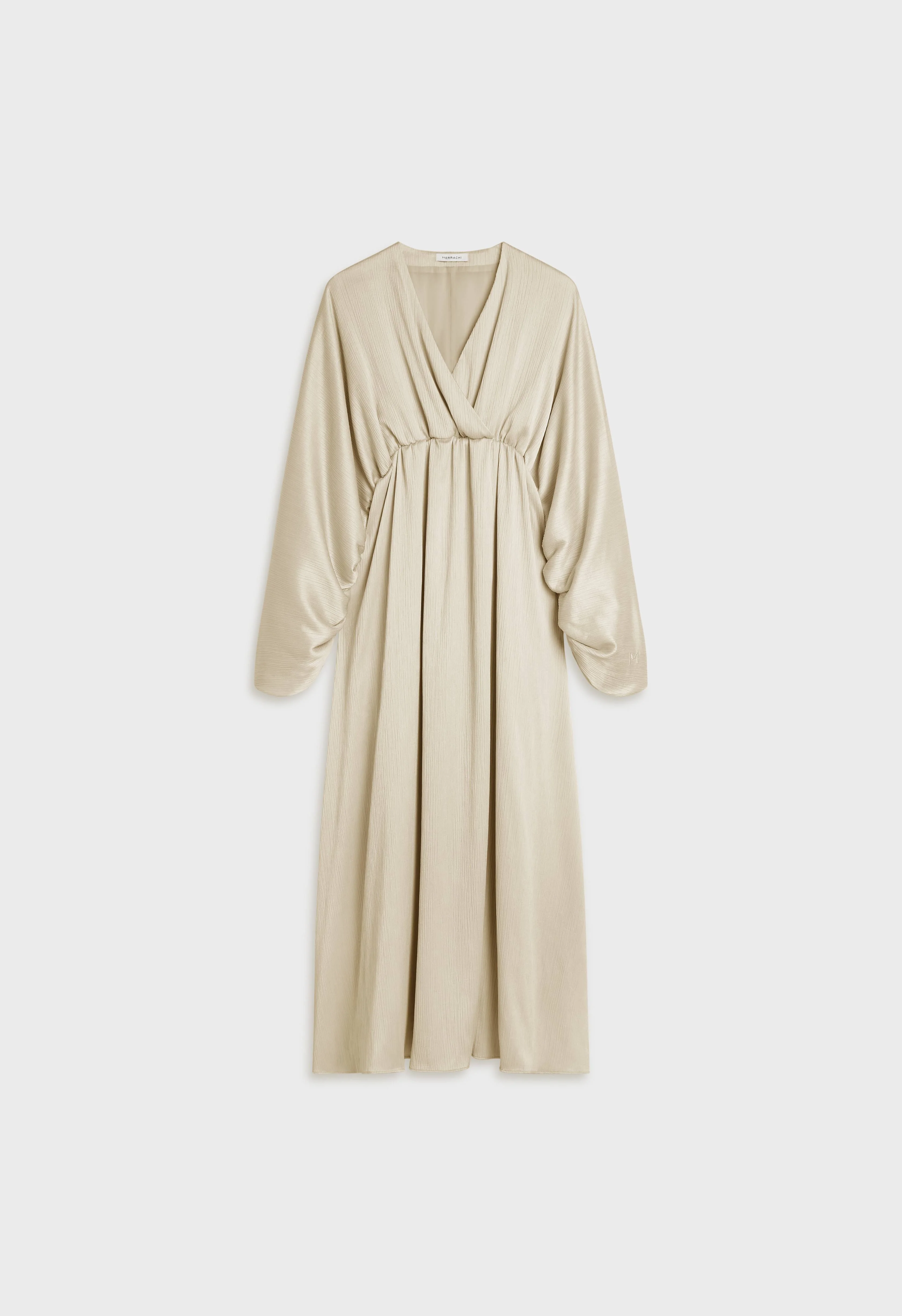 Plisse Gathered Dress | Sand - Image 3