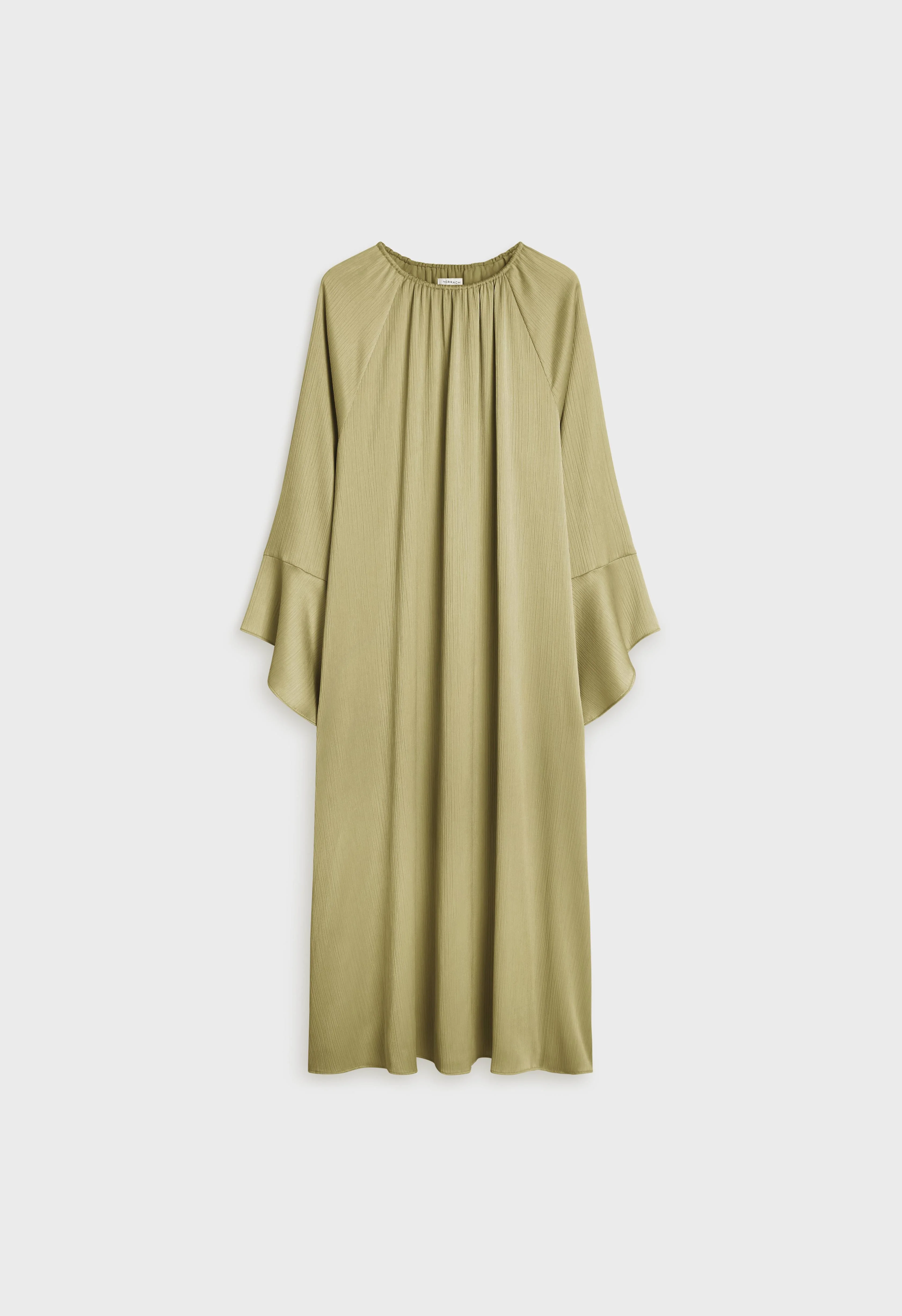 Plisse Sleeve Dress | Grey Green - Image 3