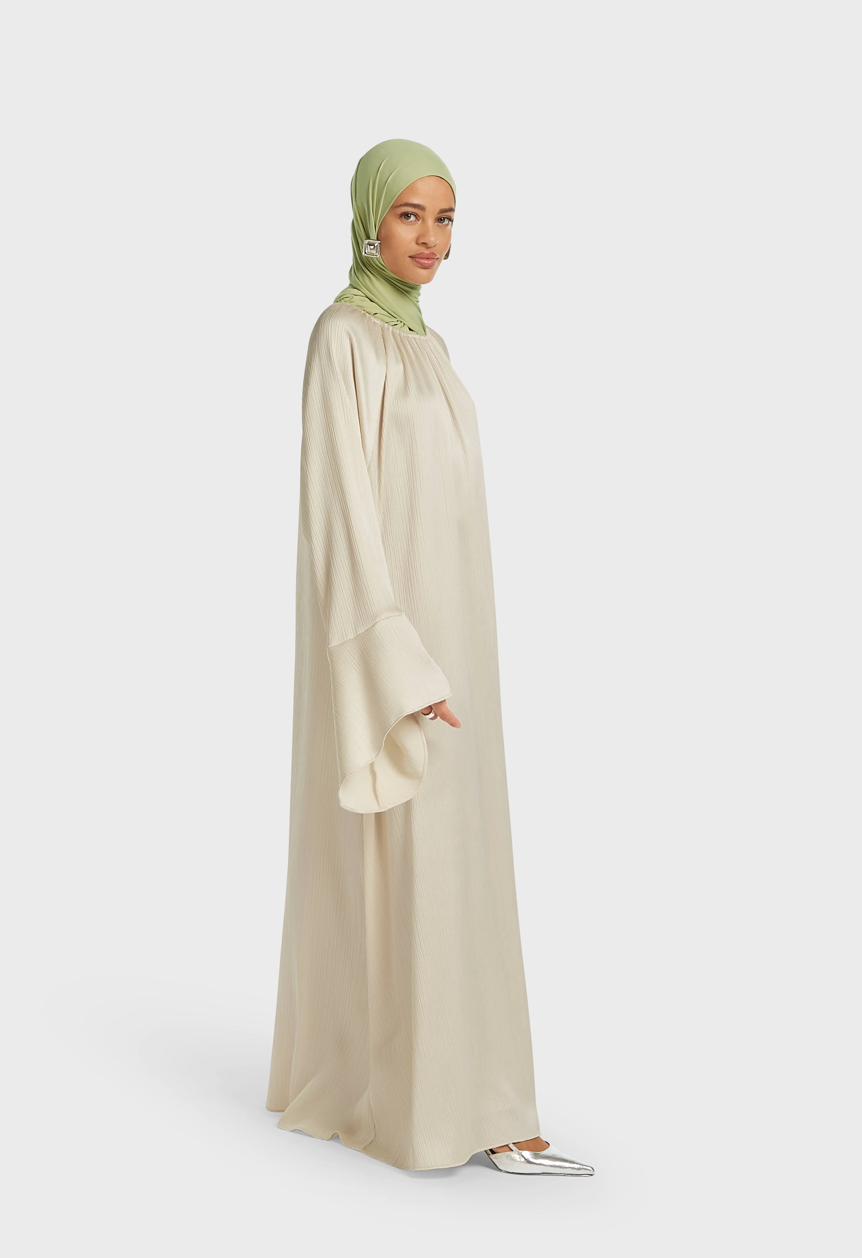 Plisse Sleeve Dress | Sand - Image 2