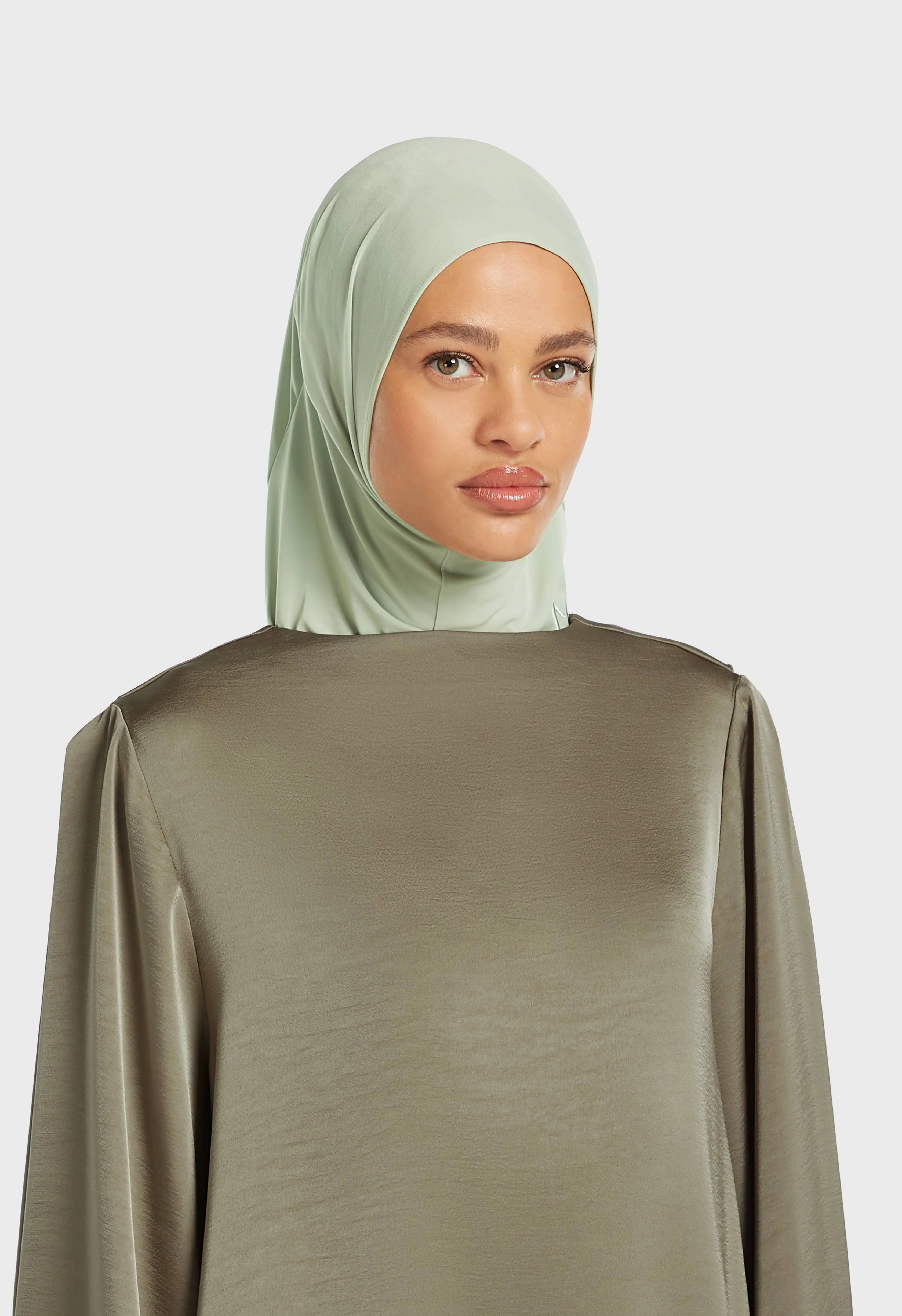 Premium Jersey Hijab | Aqua Gray - Image 2