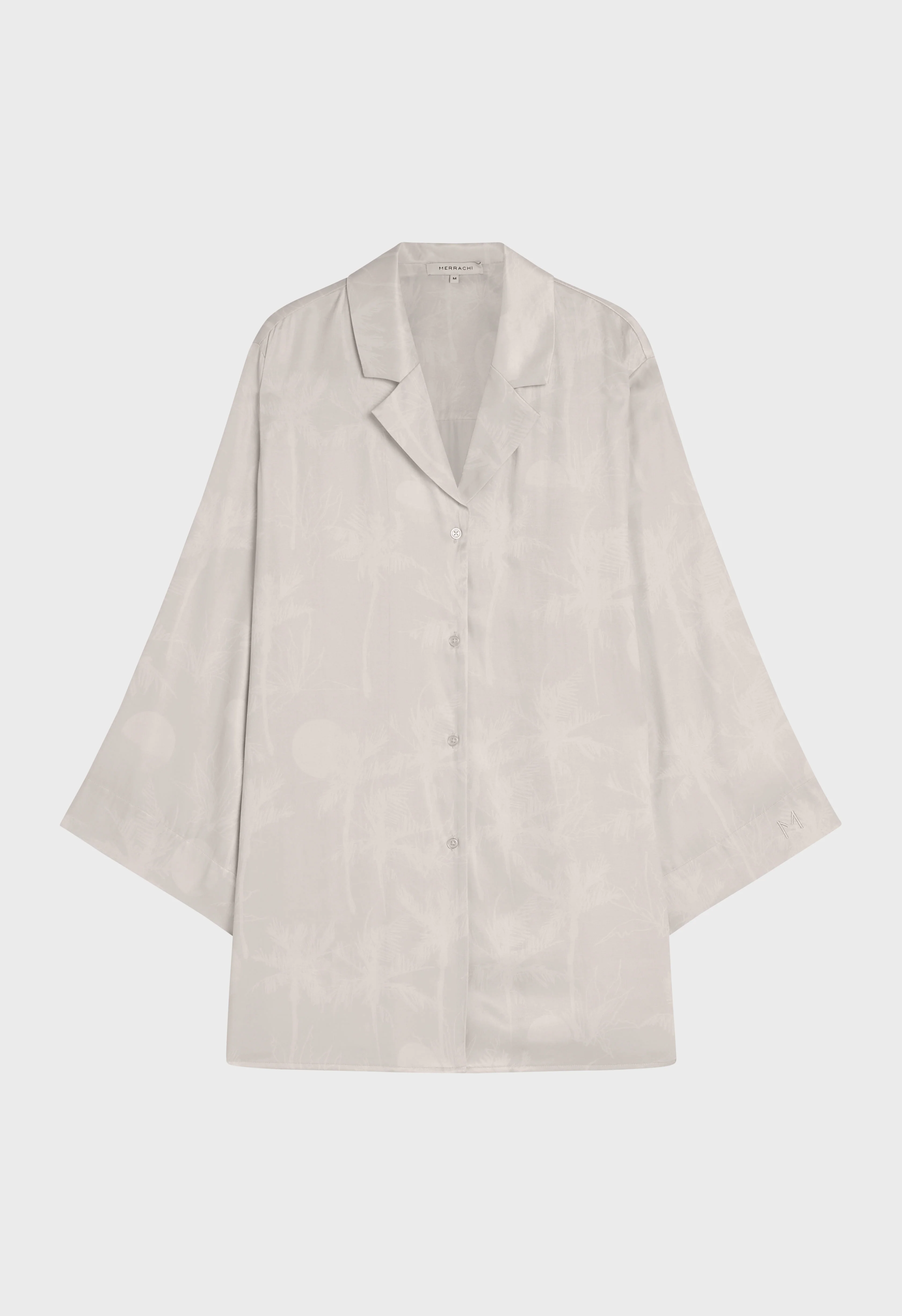Printed Shirt | Palm Print Moon Grey - Image 3