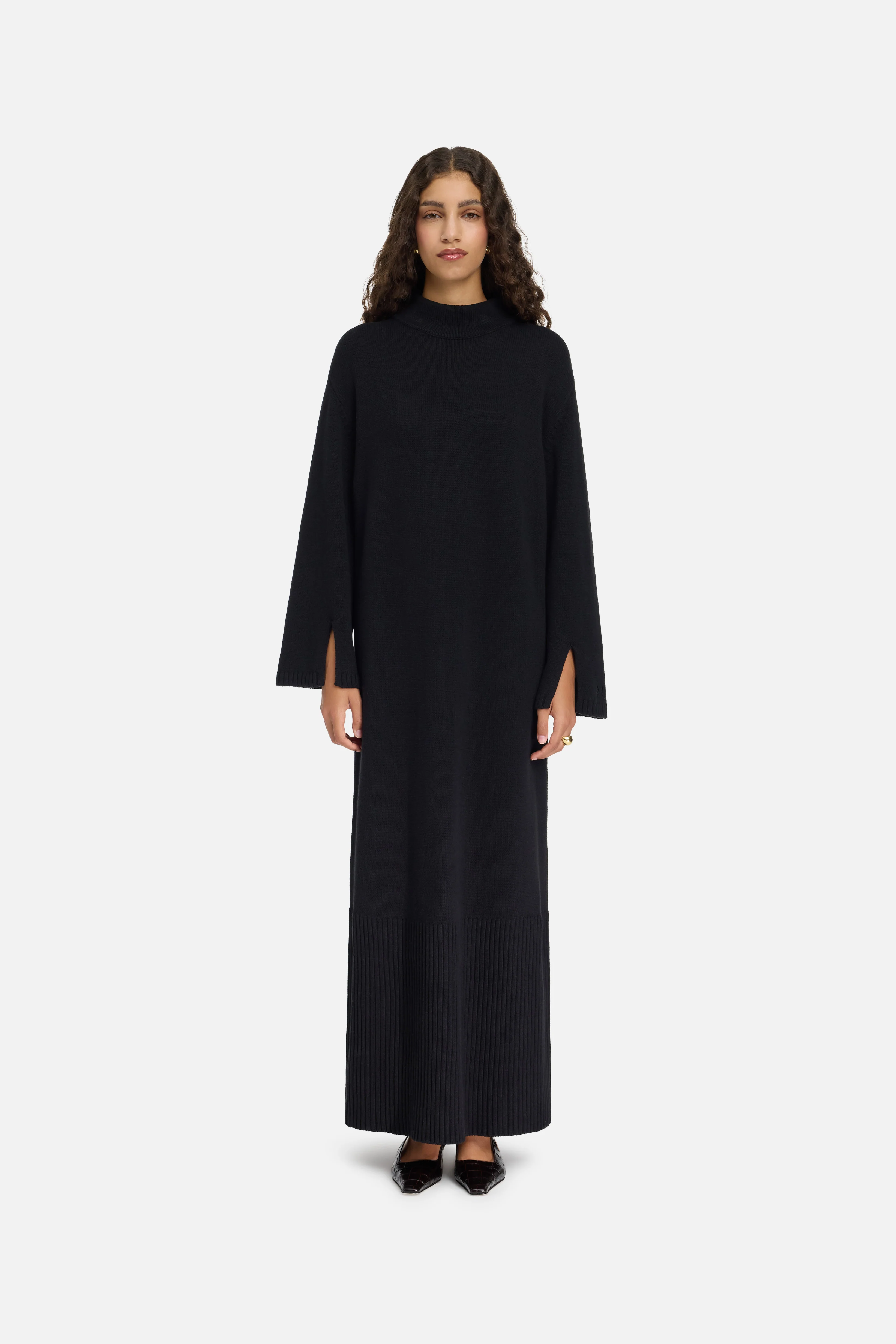 Ribbed Knit Dress | Black