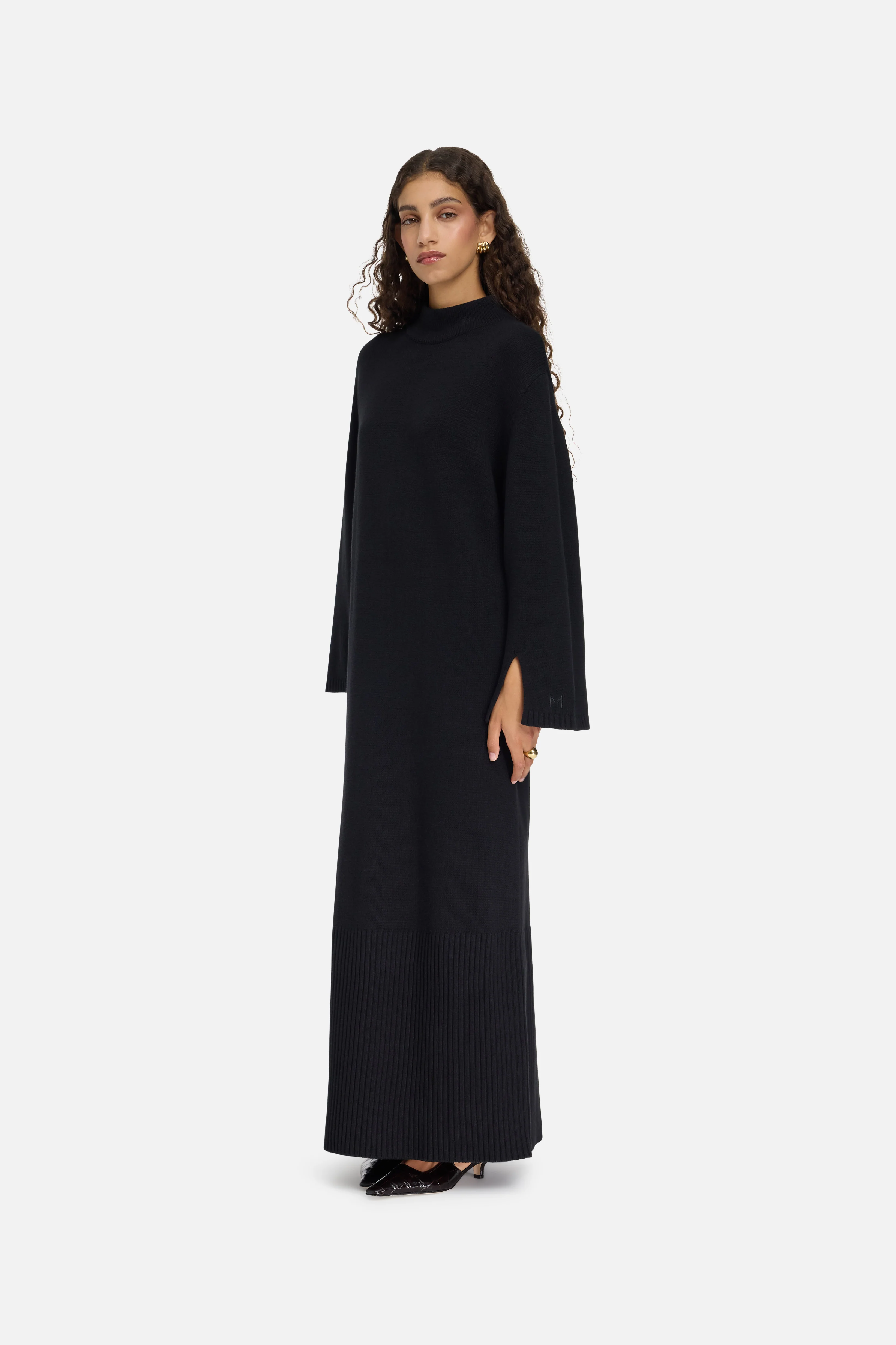 Ribbed Knit Dress | Black - Image 2