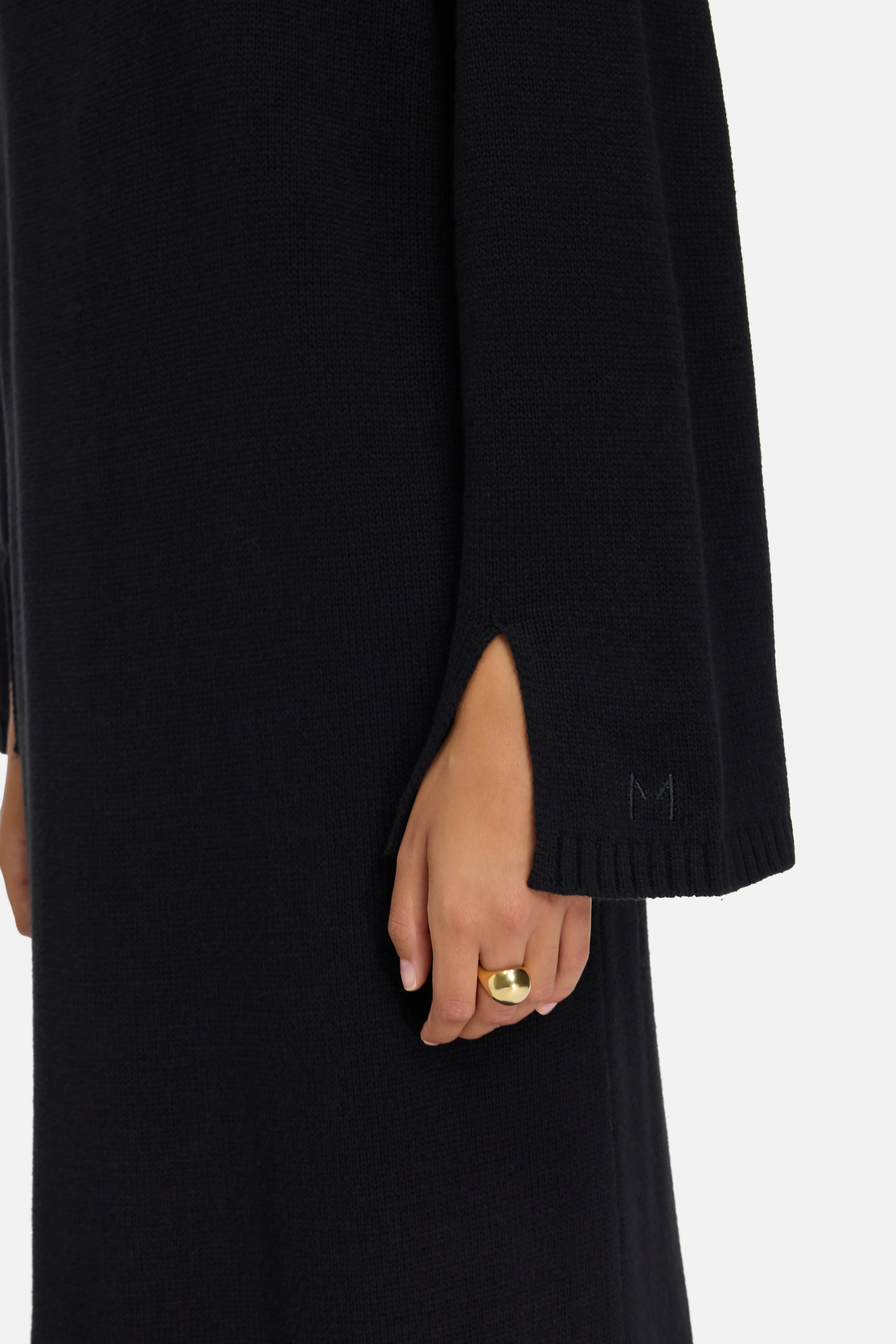 Ribbed Knit Dress | Black - Image 3
