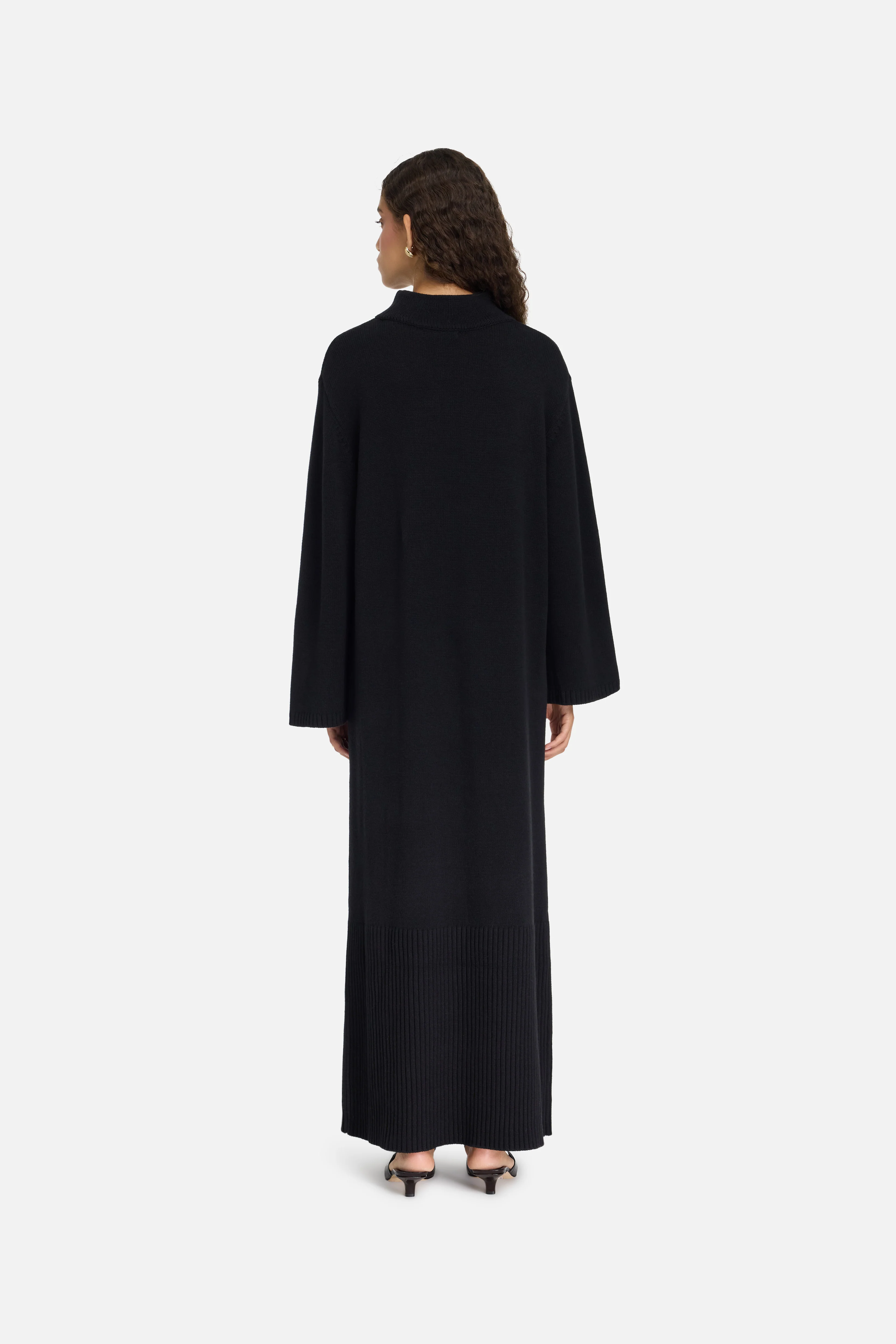 Ribbed Knit Dress | Black - Image 4