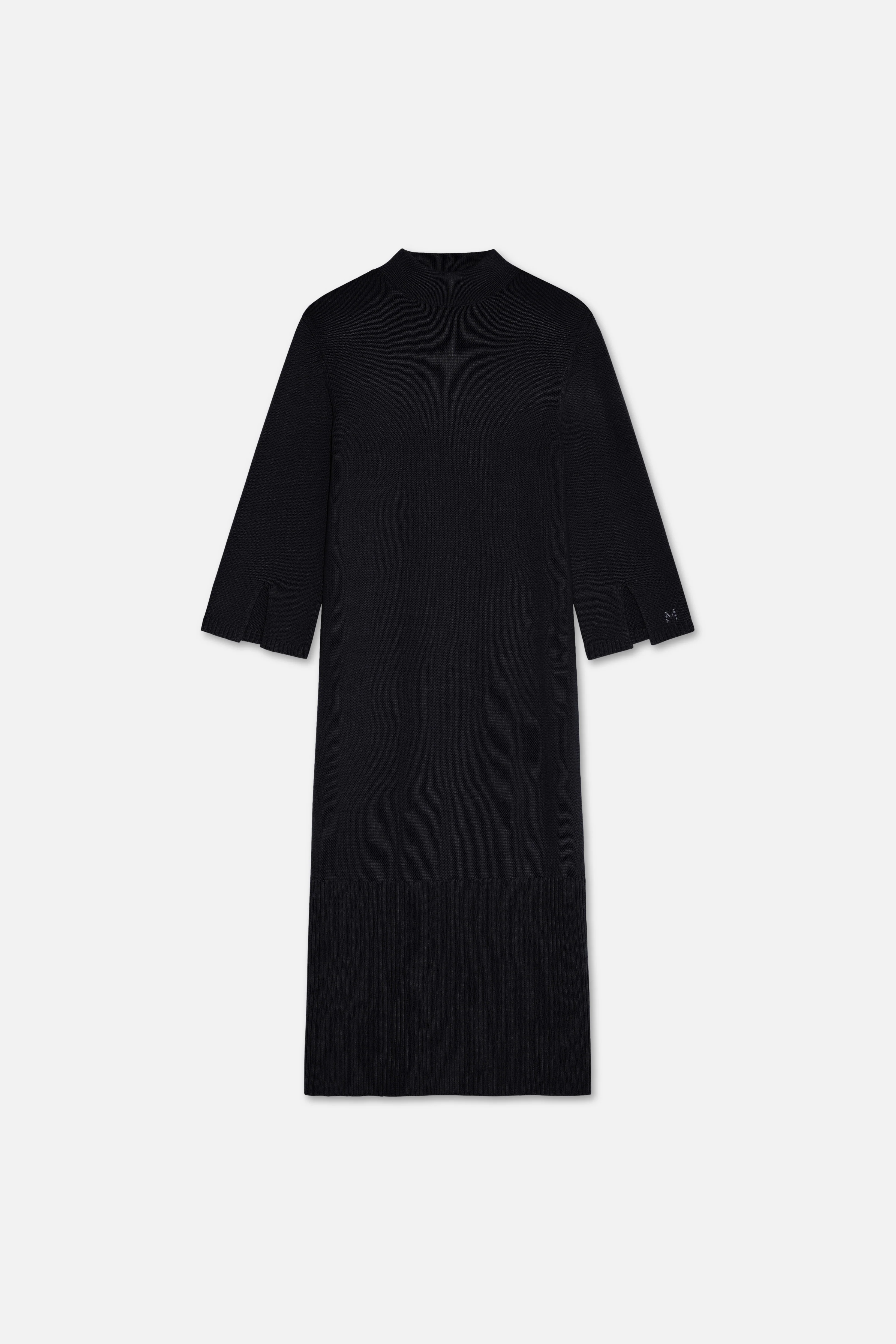 Ribbed Knit Dress | Black - Image 6