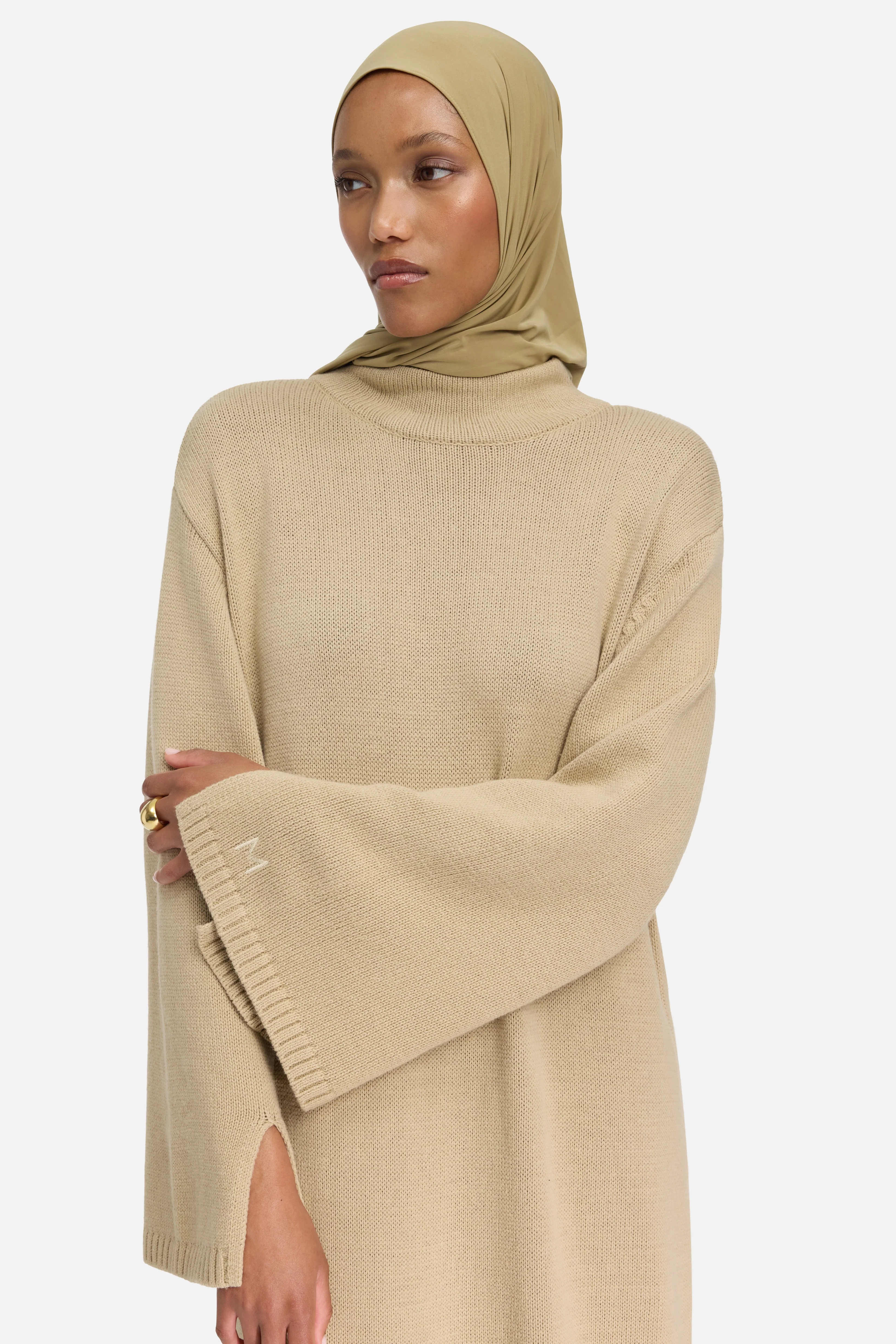 Ribbed Knit Dress | Khaki - Image 3