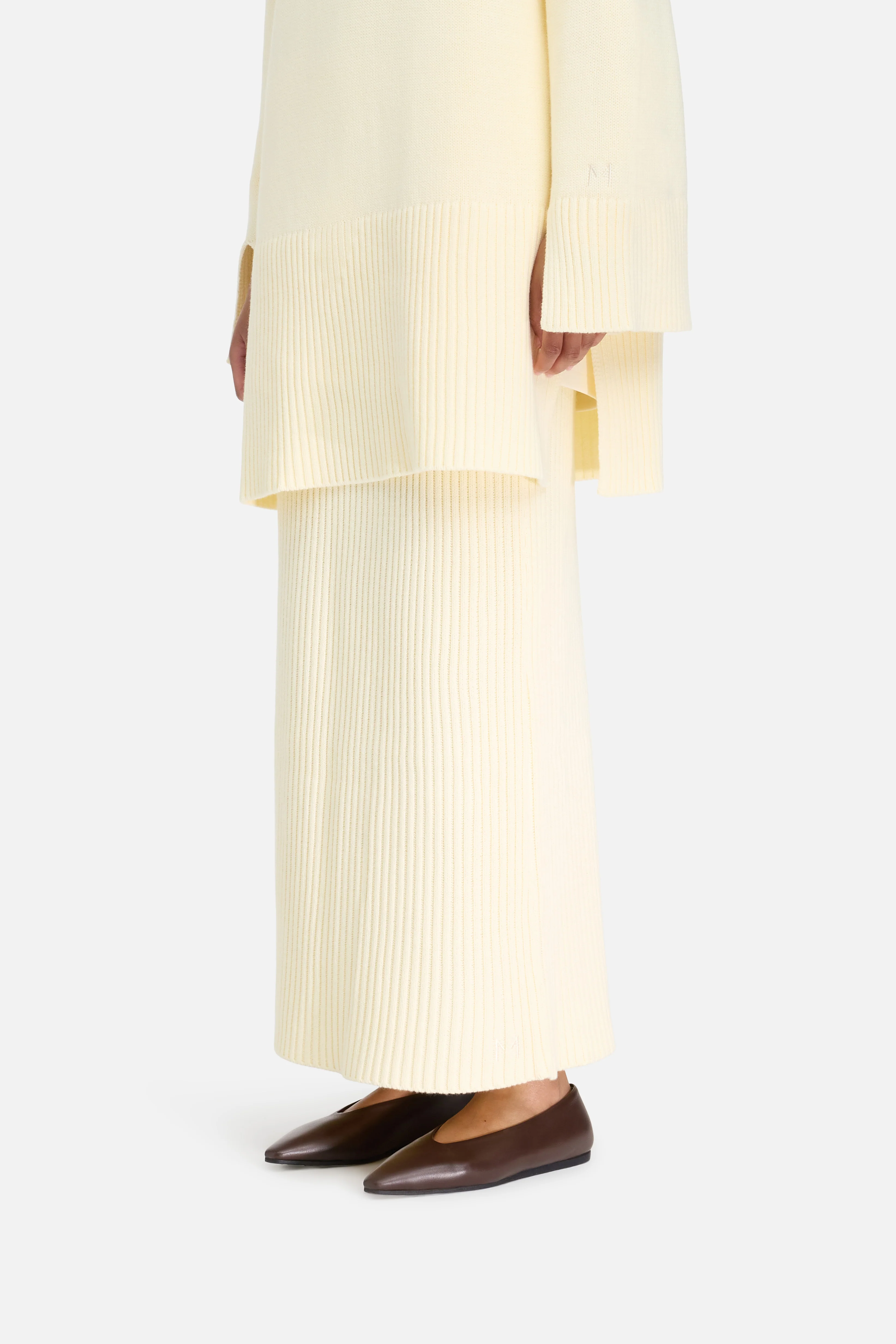 Ribbed Knit Skirt | Porcelain - Image 3