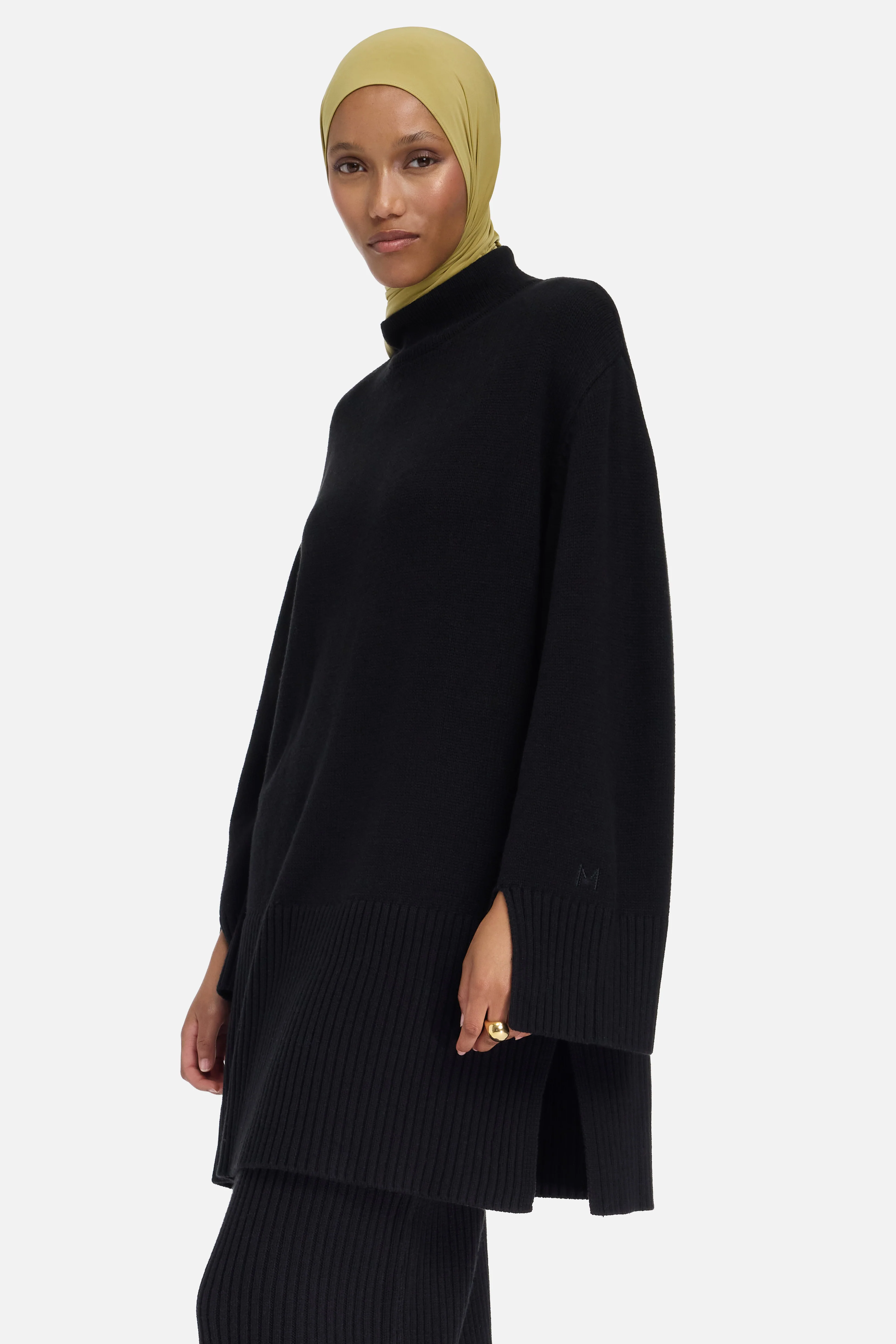 Ribbed Knit Sweater | Black - Image 3