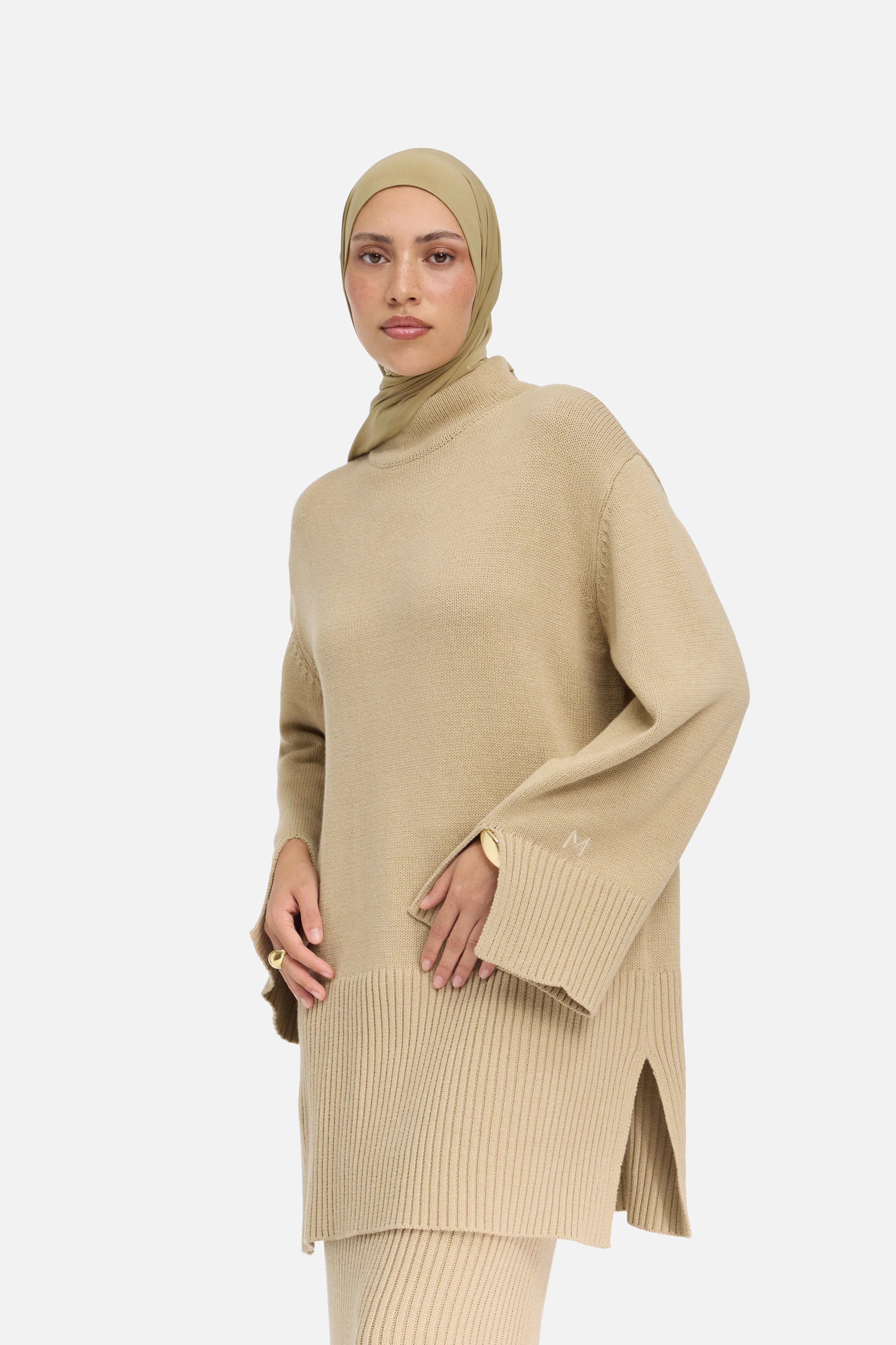 Ribbed Knit Sweater | Khaki - Image 3