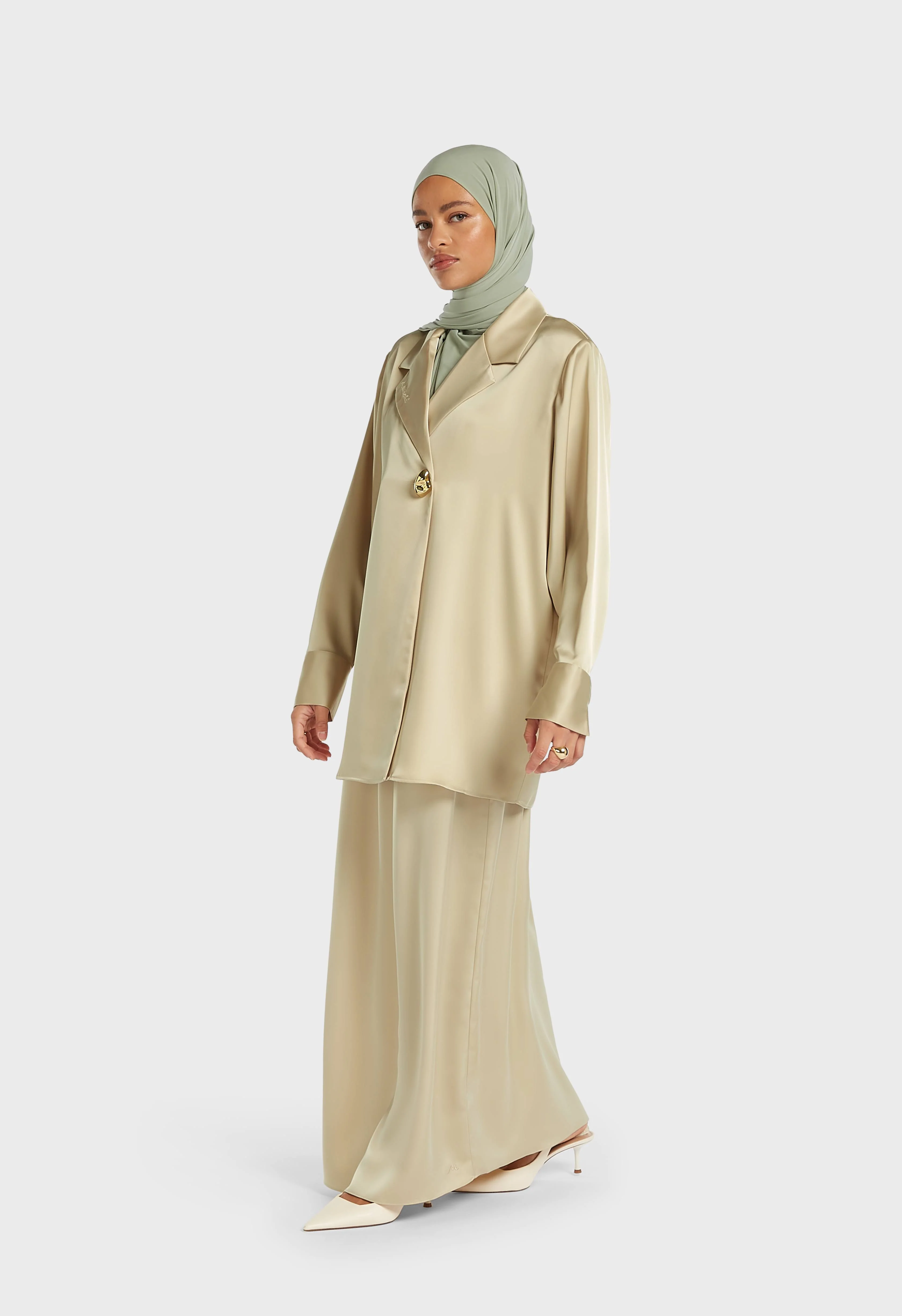 Satin Bias Skirt | Brown Rice - Image 2