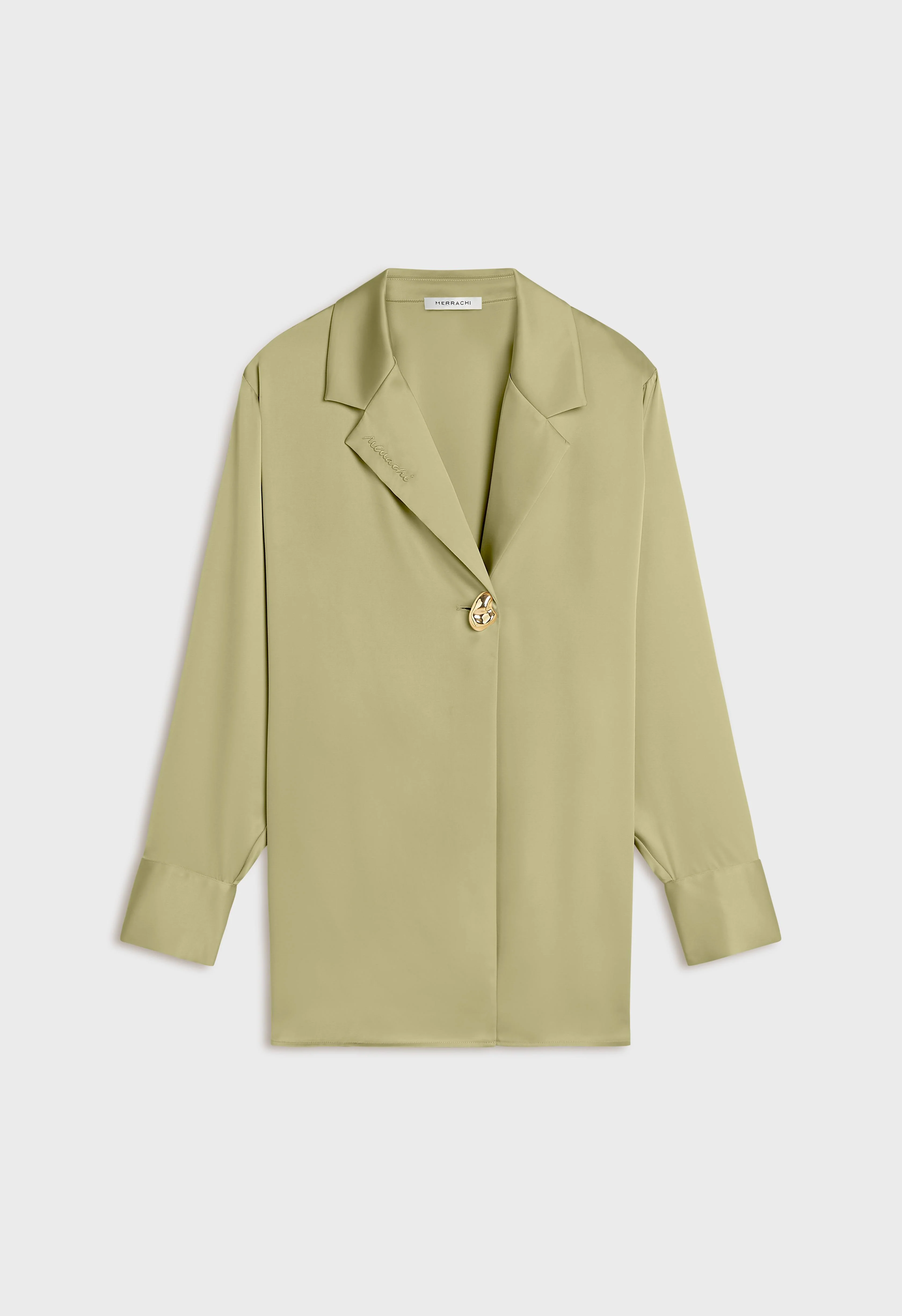 Satin Classic Blazer | Grey Green - Image 3