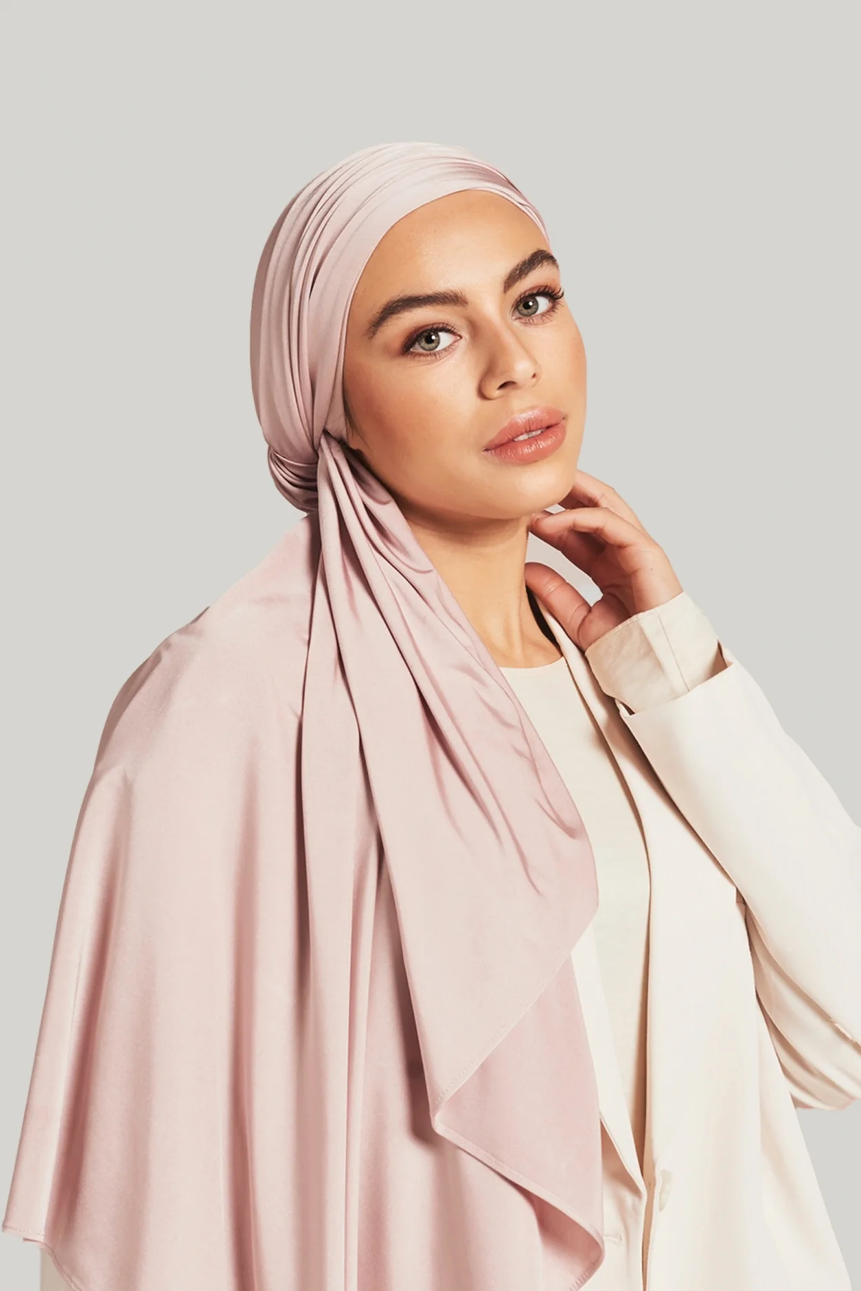 Satin Jersey Scarf | Silver Pink - Image 3