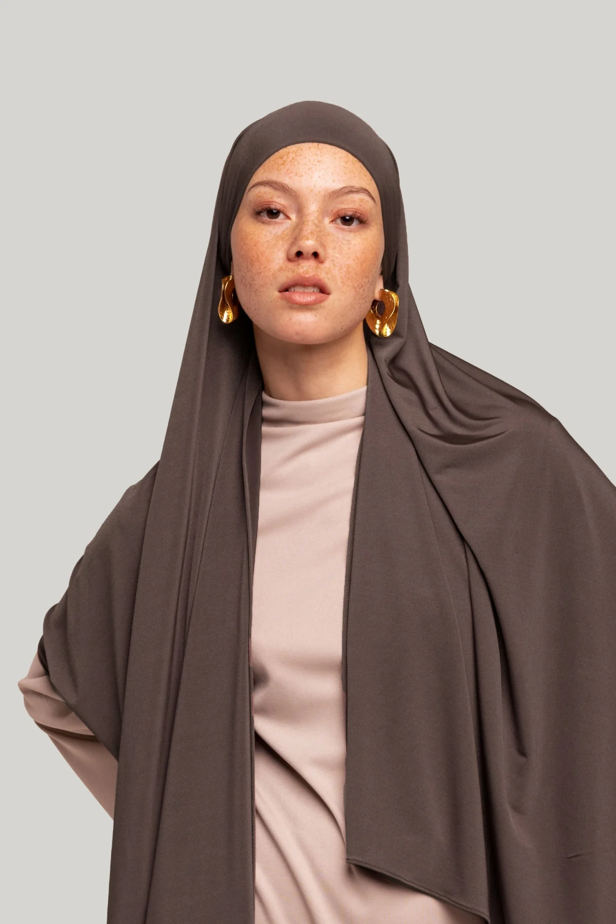 Satin Jersey Scarf | Walnut Brown - Image 2