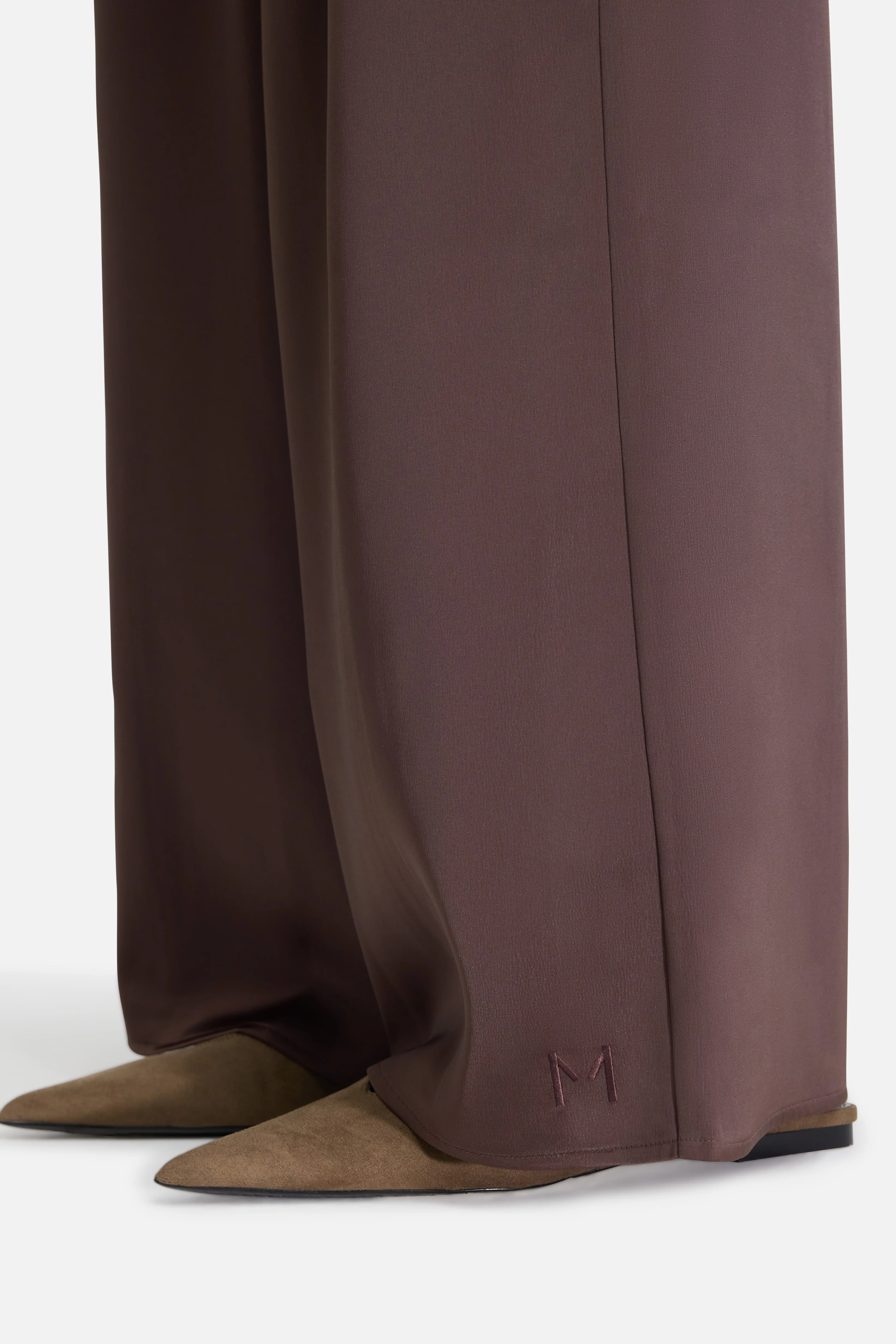 Satin Pleated Pants | Dark Brown - Image 3