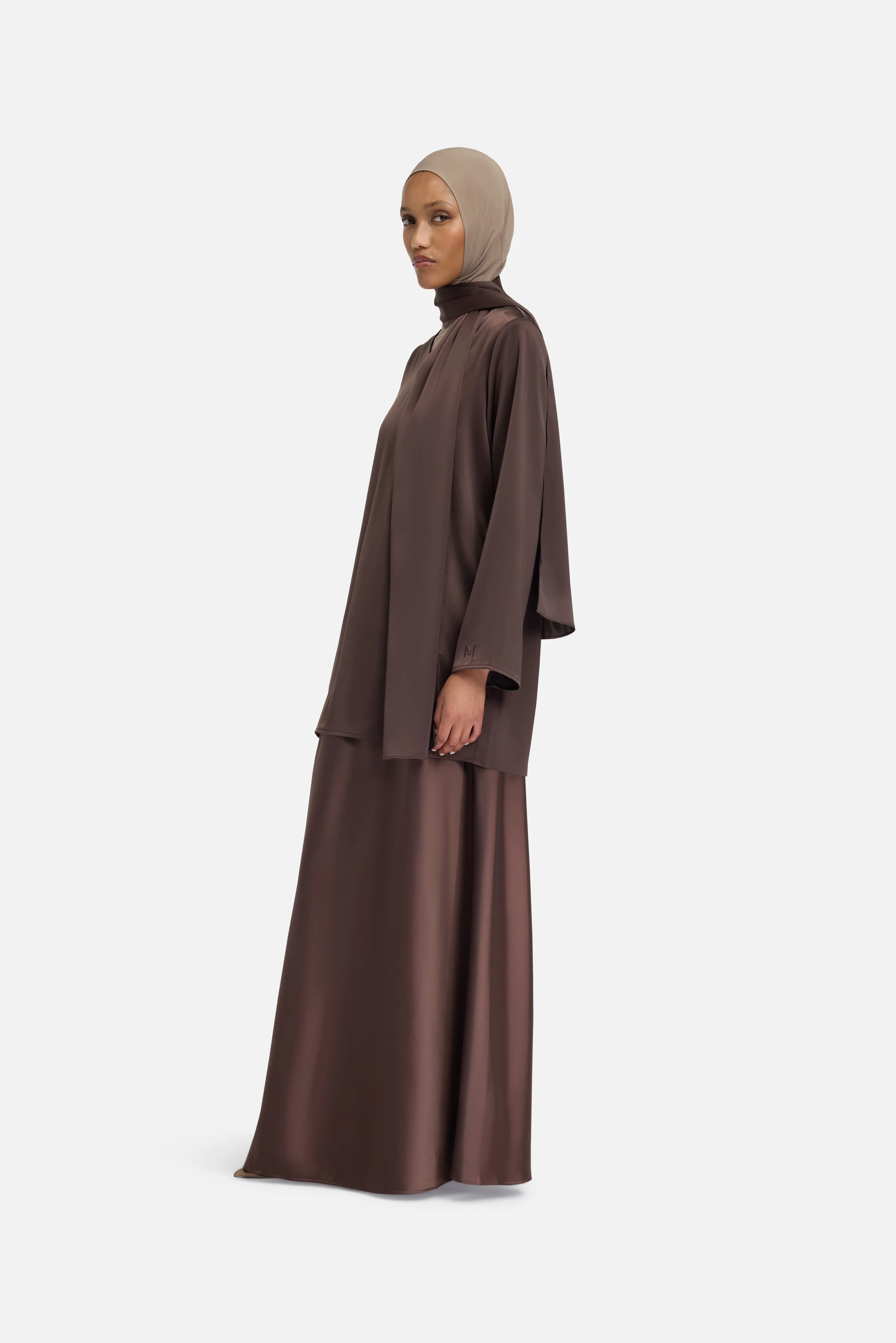 Satin Skirt | Dark Brown - Image 2