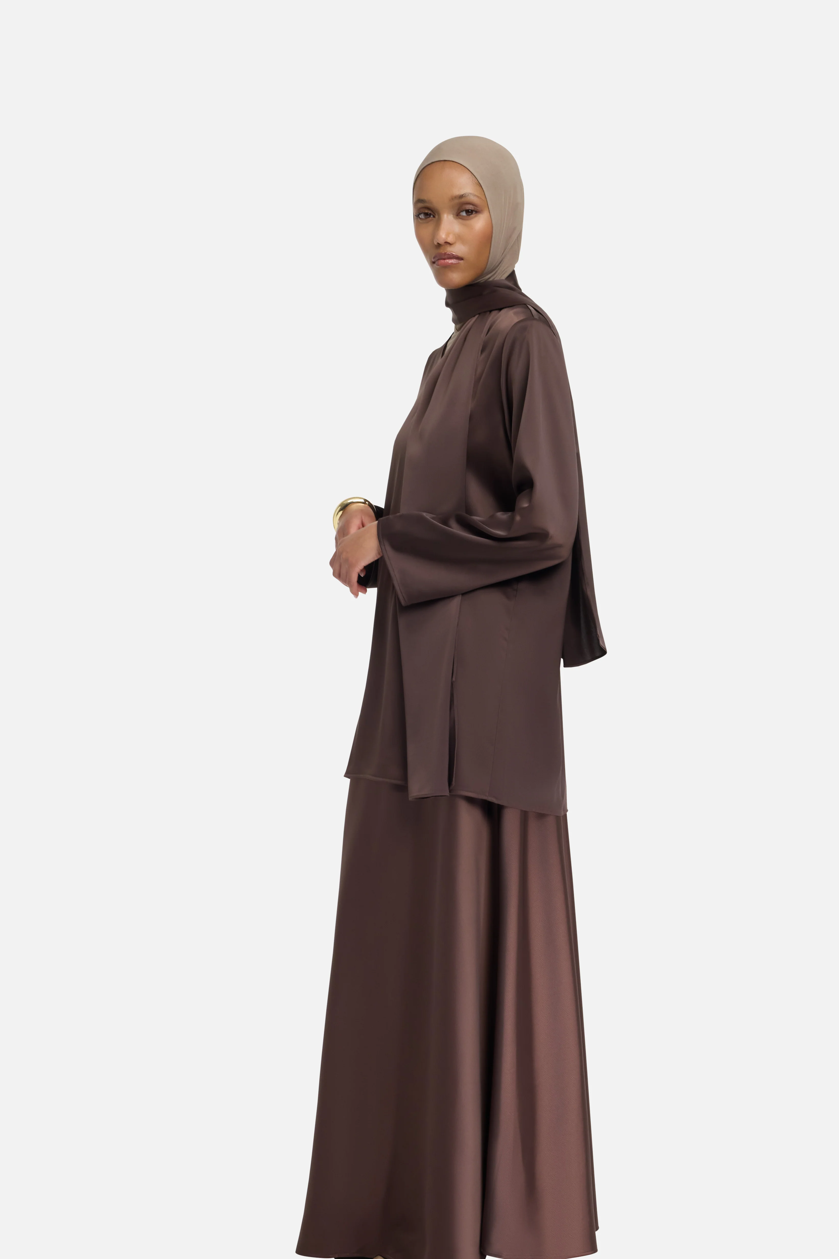 Satin Skirt | Dark Brown - Image 4