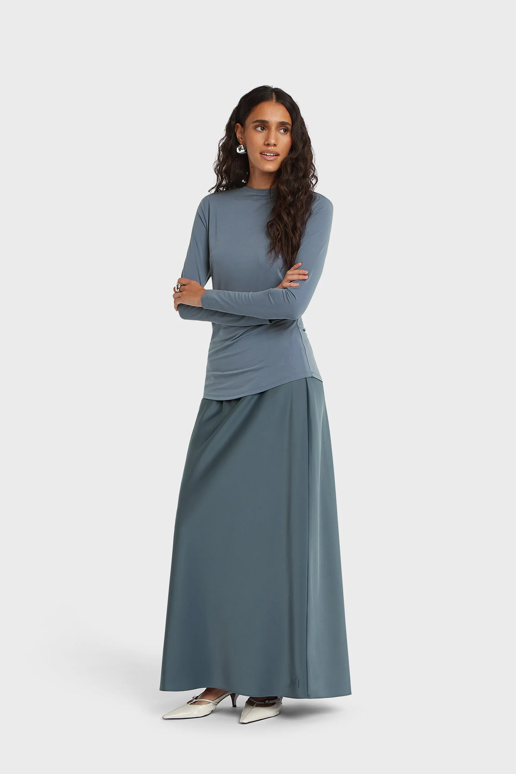 Satin Skirt | Dusty Indigo - Image 2