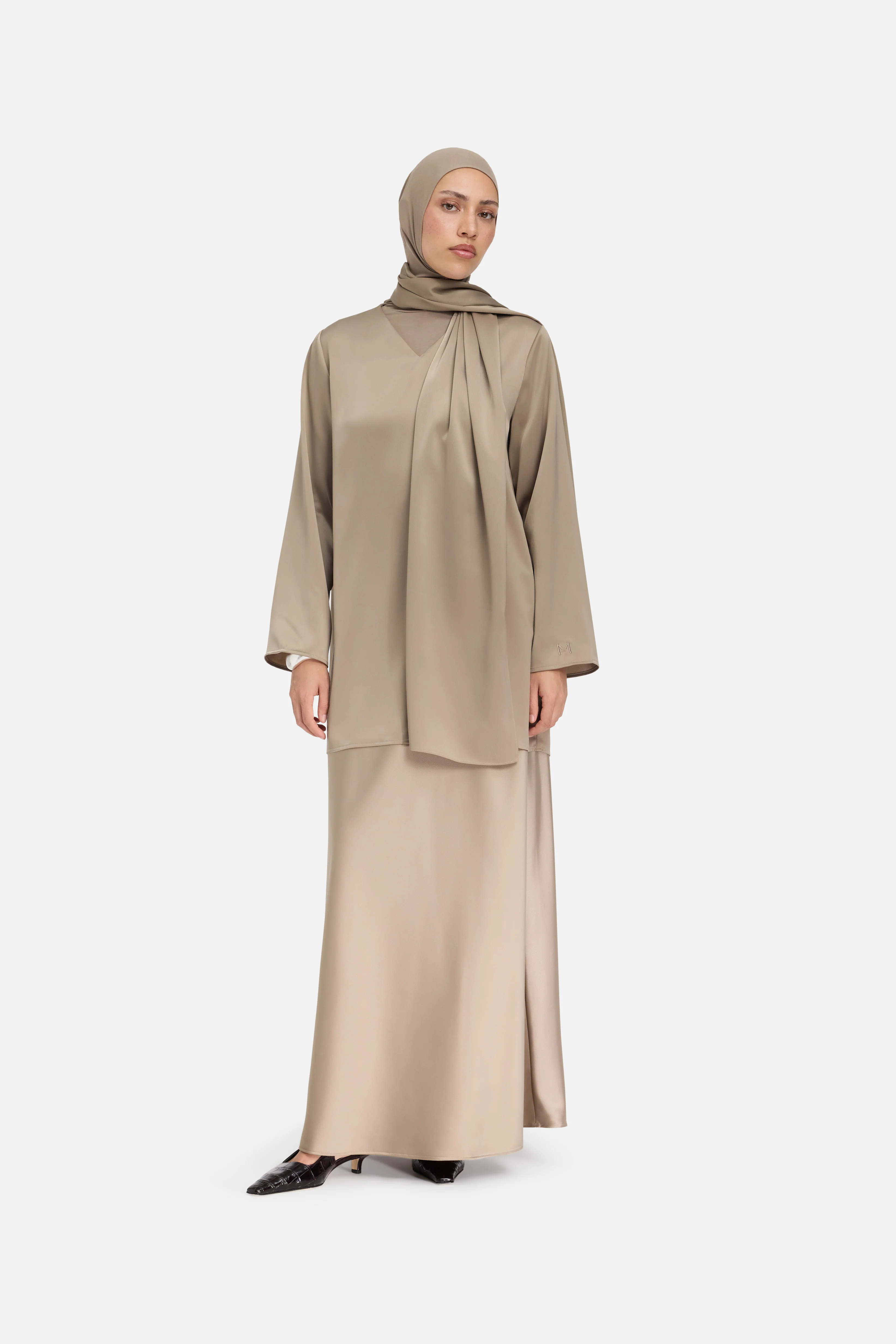 Satin Skirt | Khaki