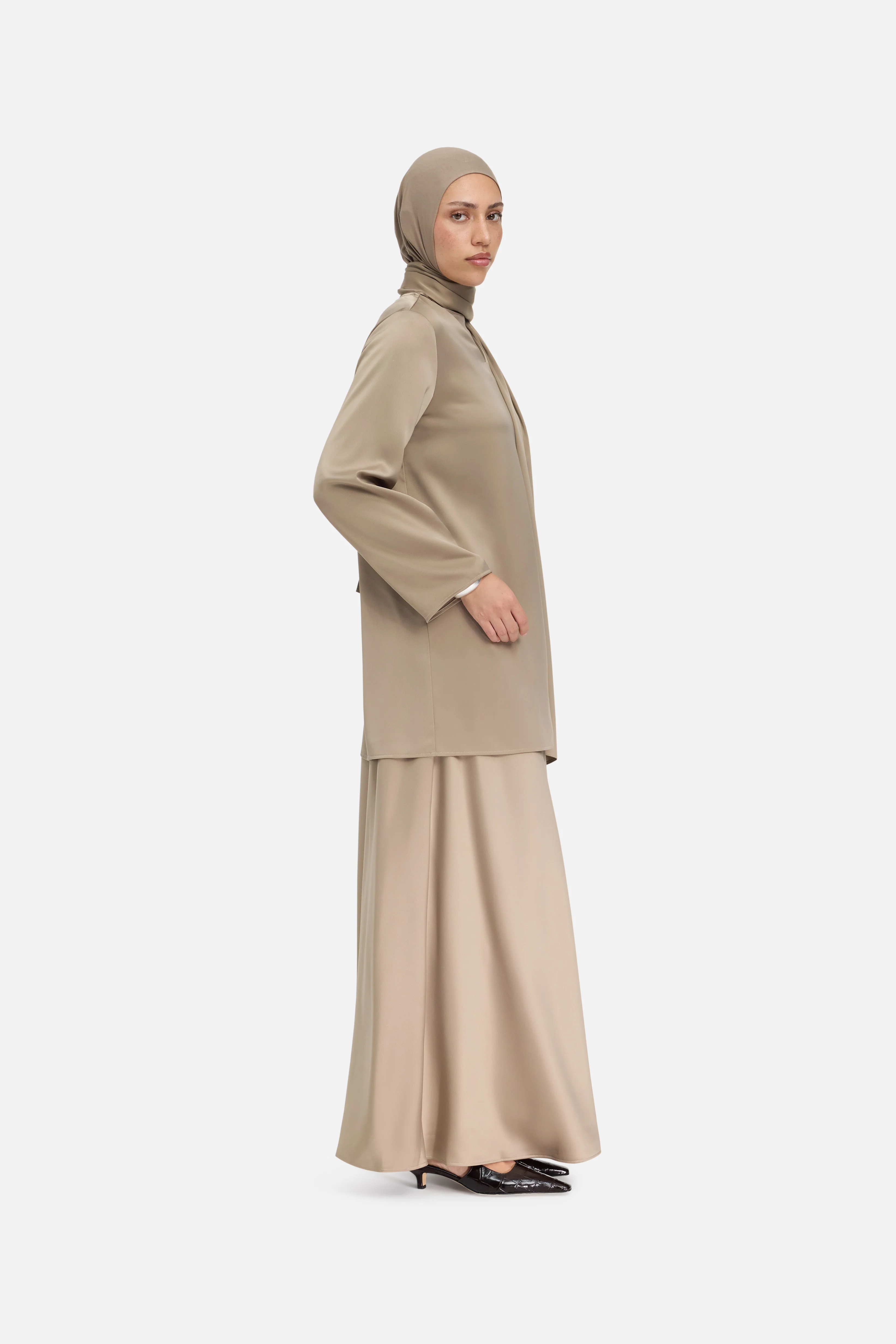 Satin Skirt | Khaki - Image 2