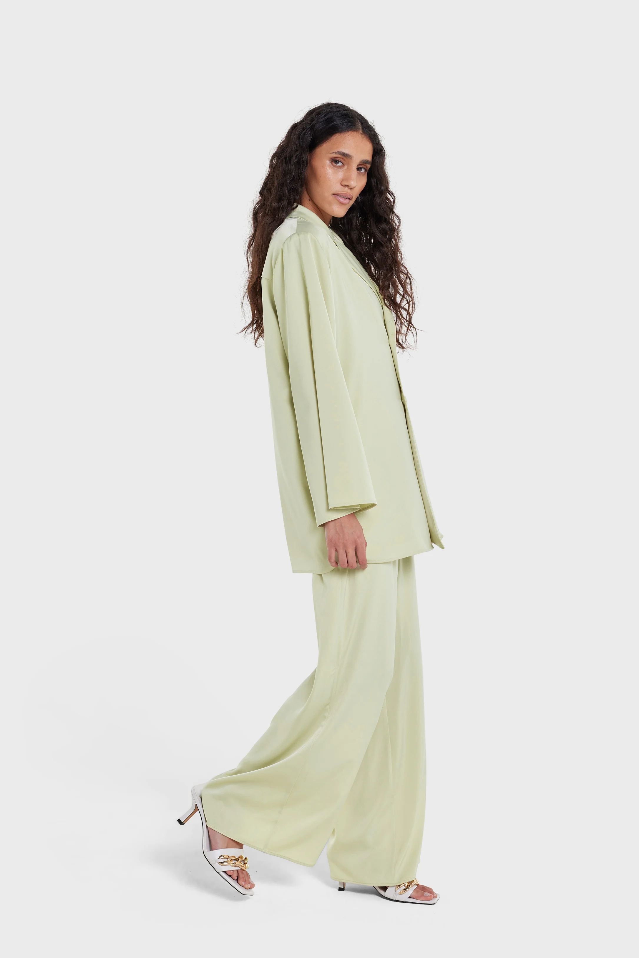 Satin Summer Blazer | Soft Khaki - Image 2