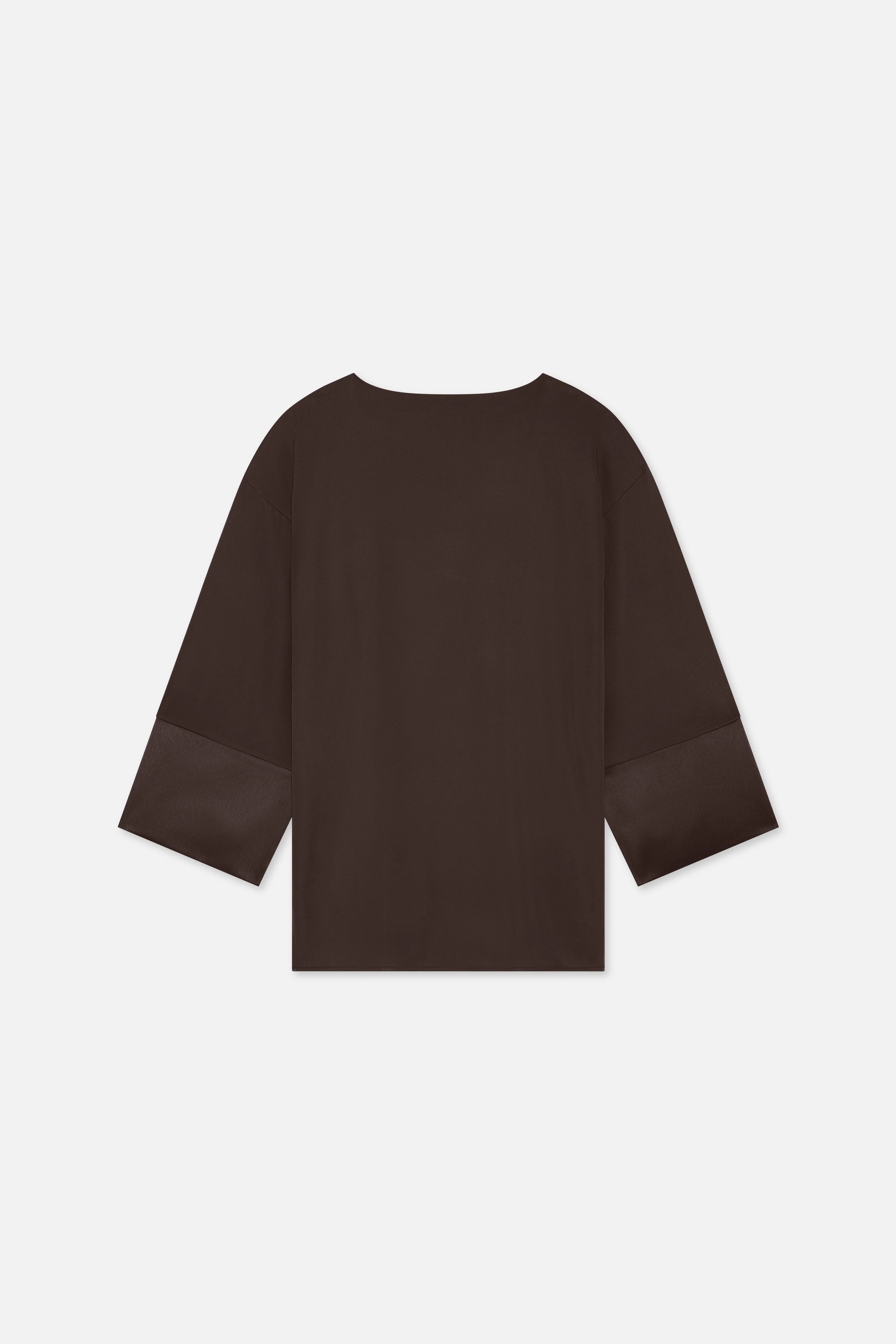 Satin Trim Blouse | Dark Brown - Image 5