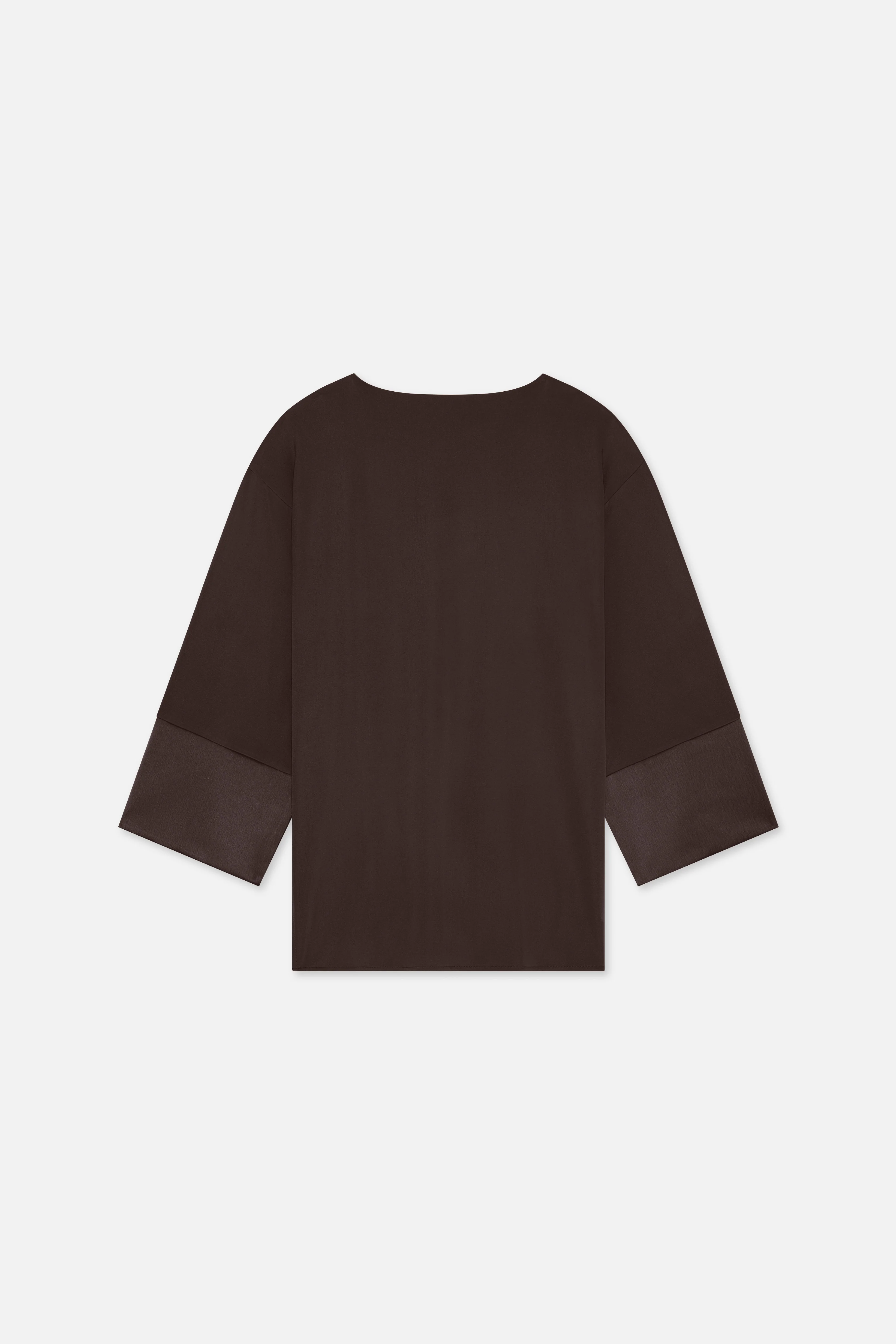Satin Trim Blouse | Dark Brown - Image 6