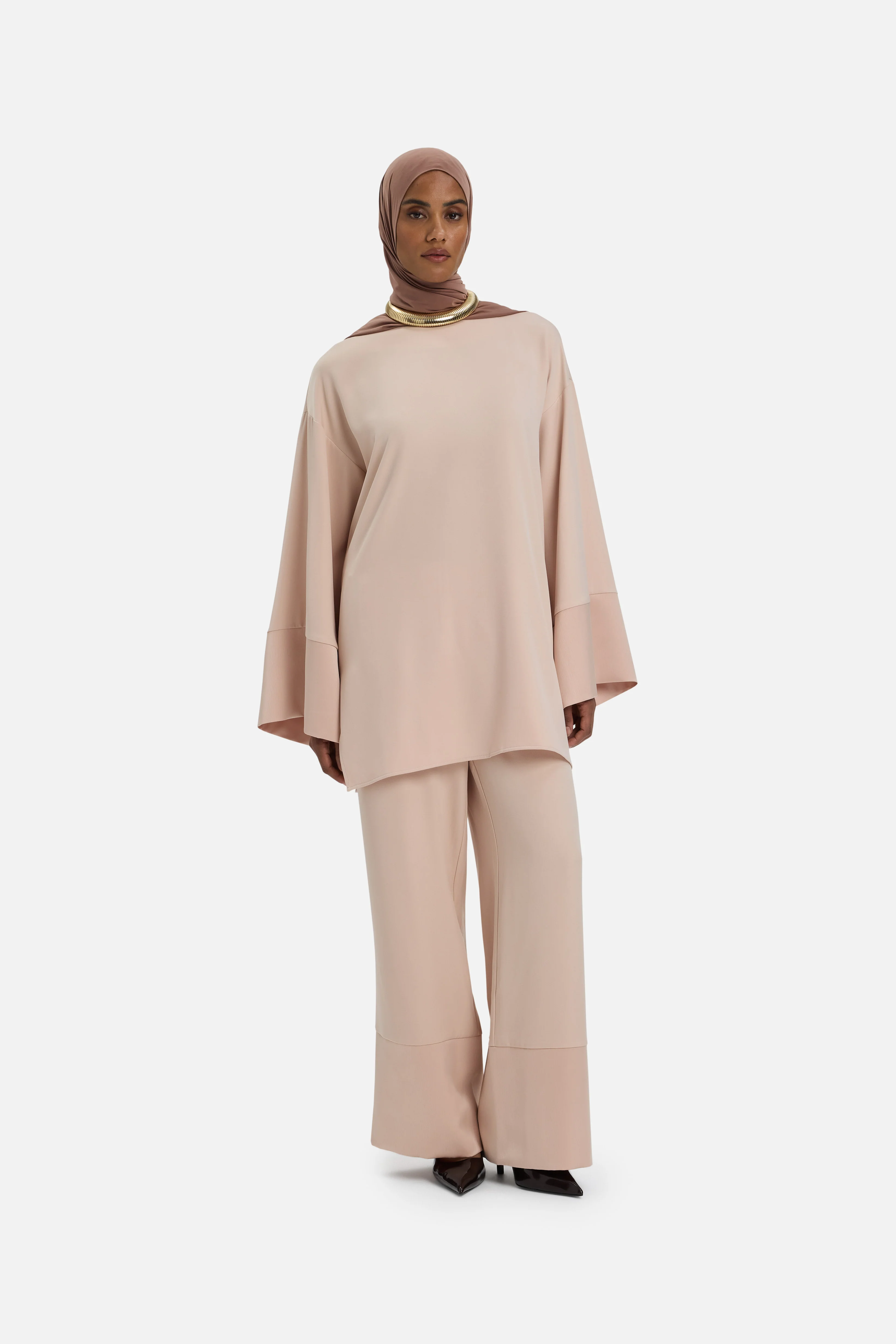 Satin Trim Blouse | Dark Rose