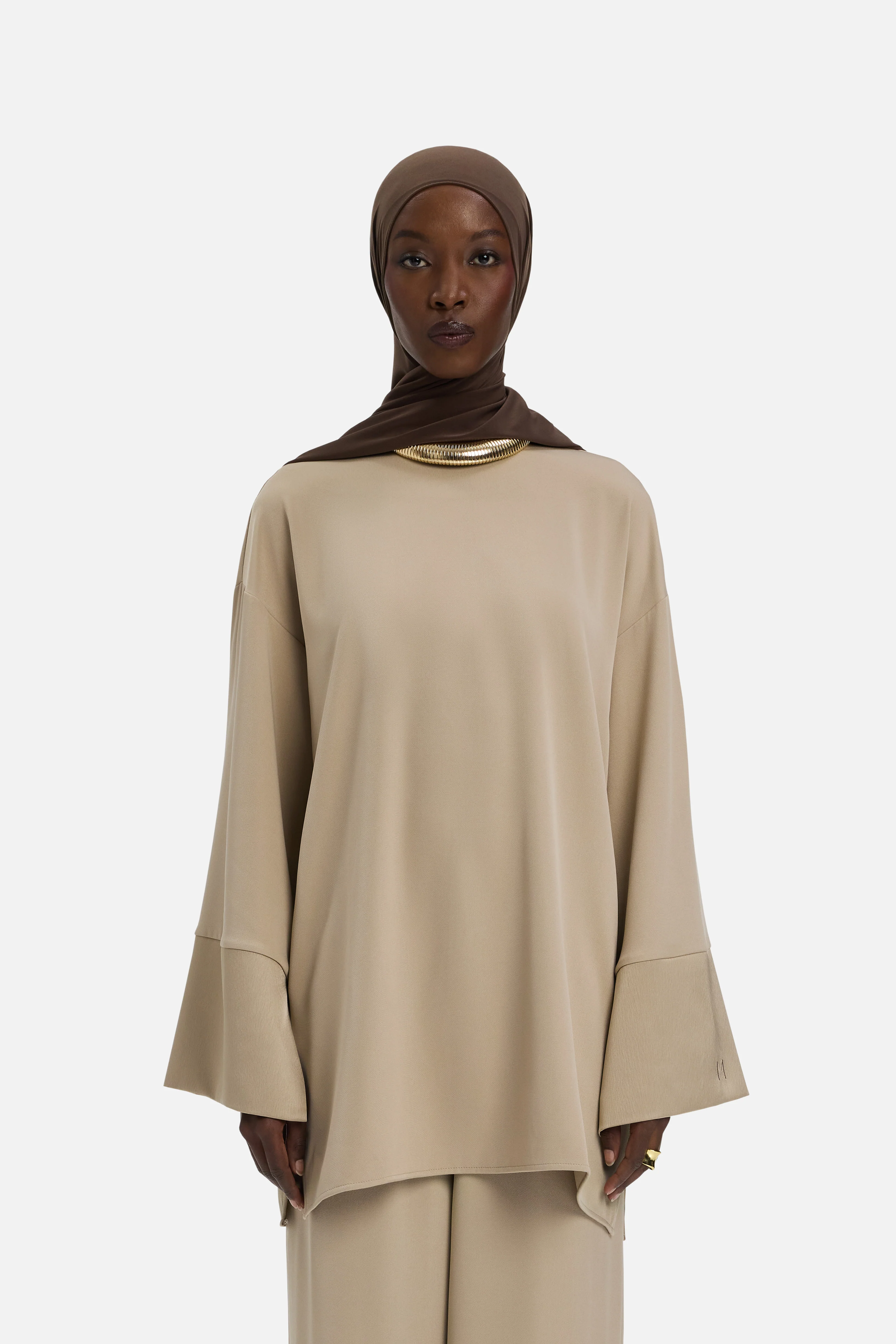 Satin Trim Blouse | Mocha - Image 5