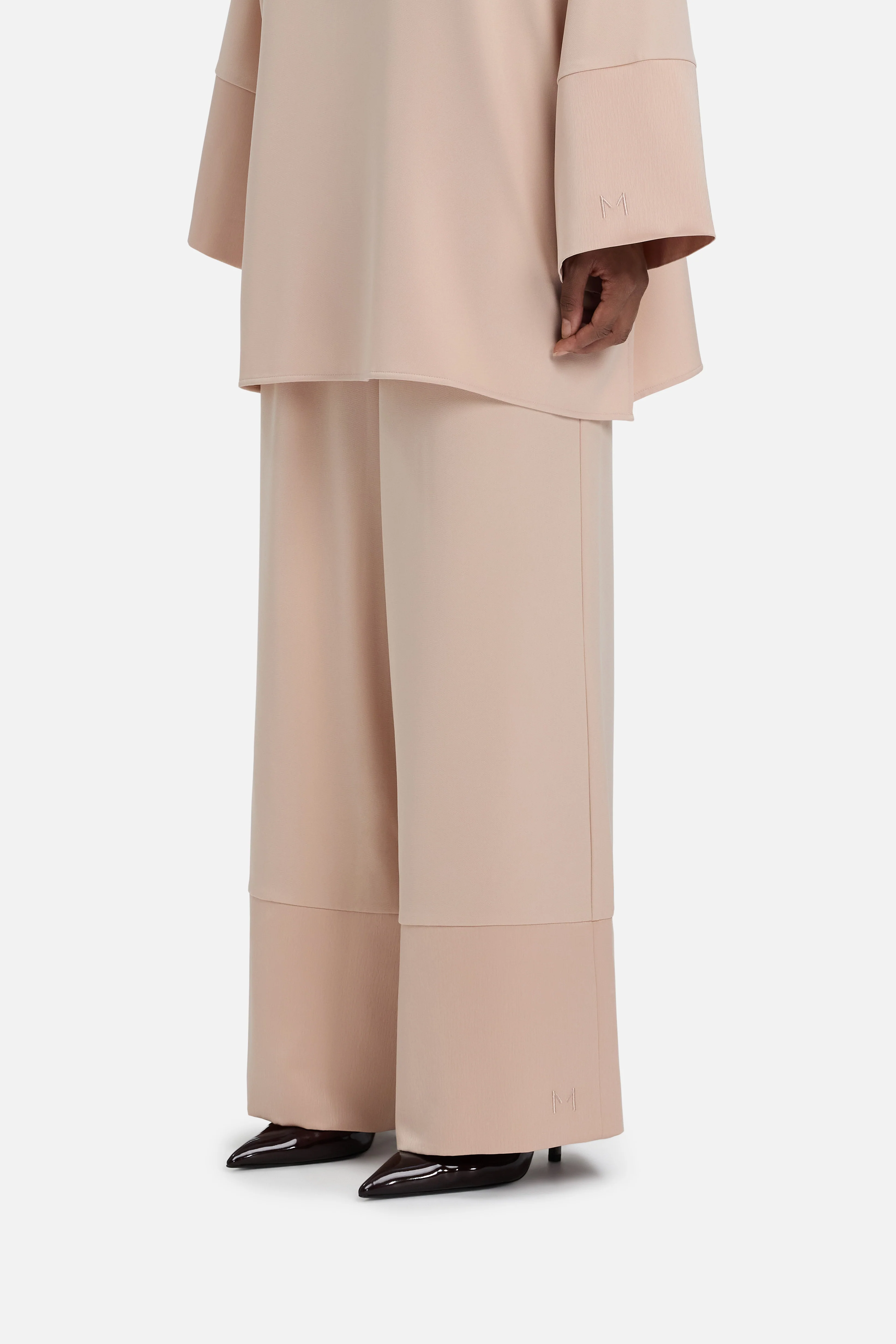 Satin Trim Trouser | Dark Rose - Image 3