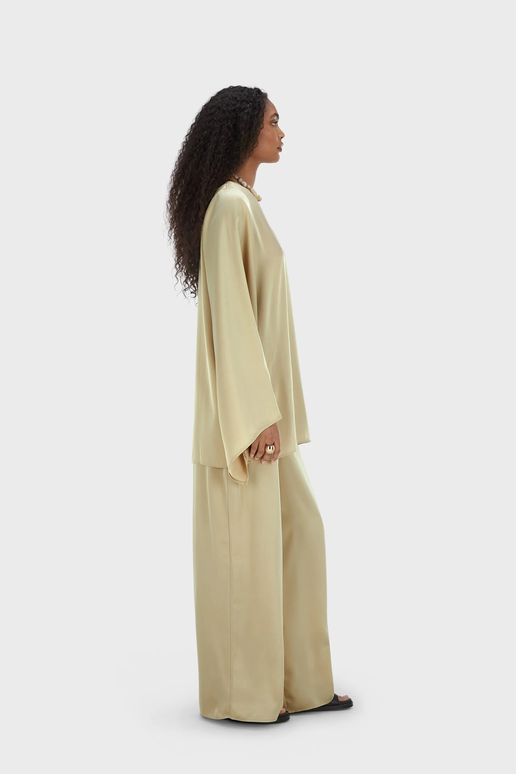 Satin Wide Leg Pants | Brown Rice - Image 2