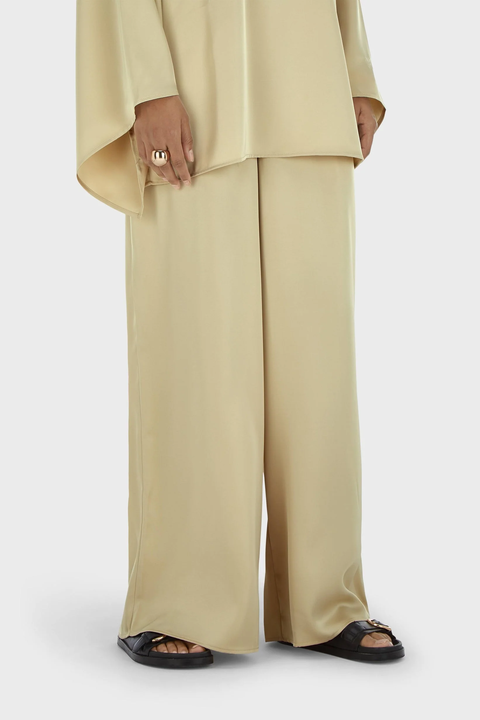Satin Wide Leg Pants | Brown Rice - Image 3