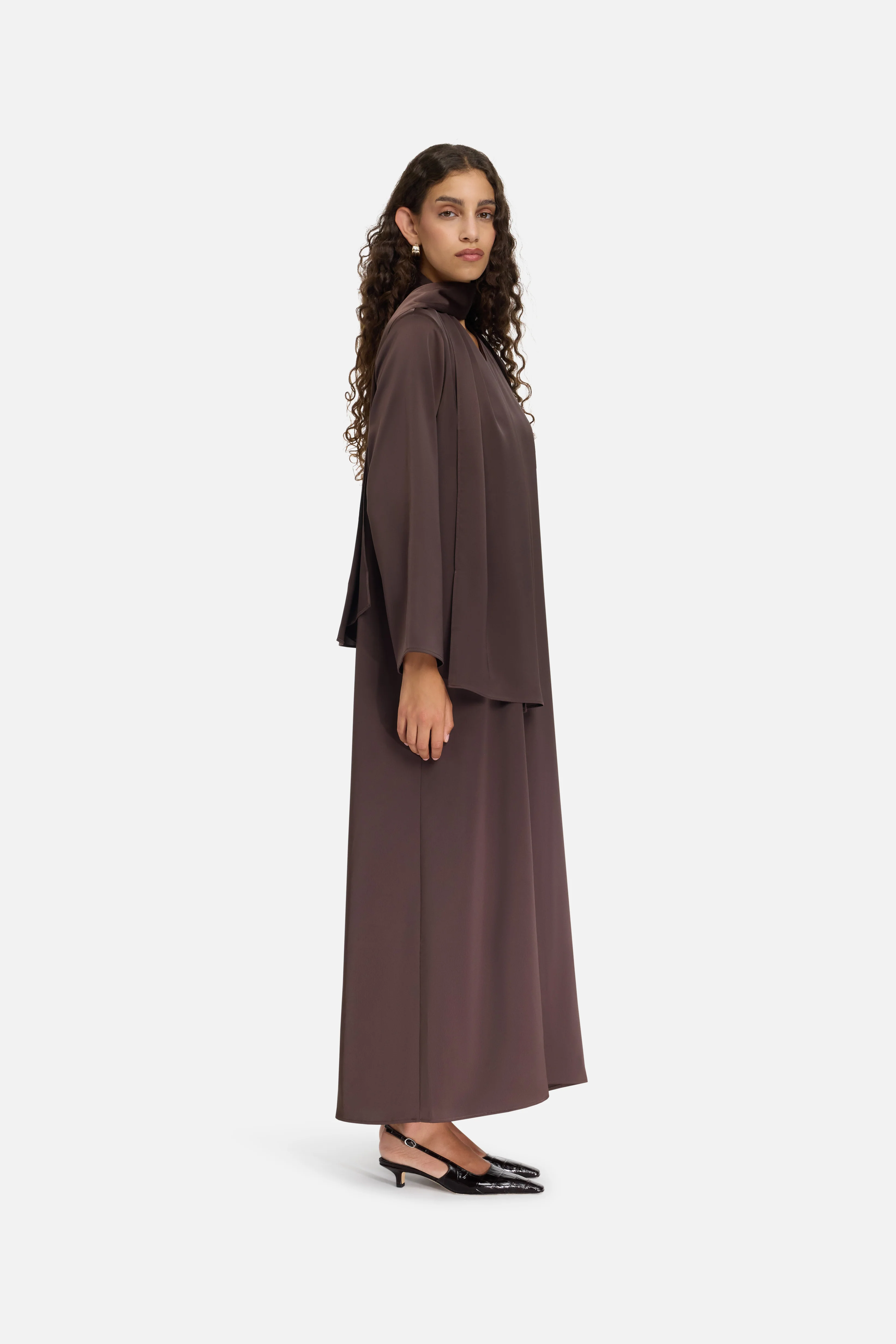 Shawl Dress | Dark Brown - Image 2