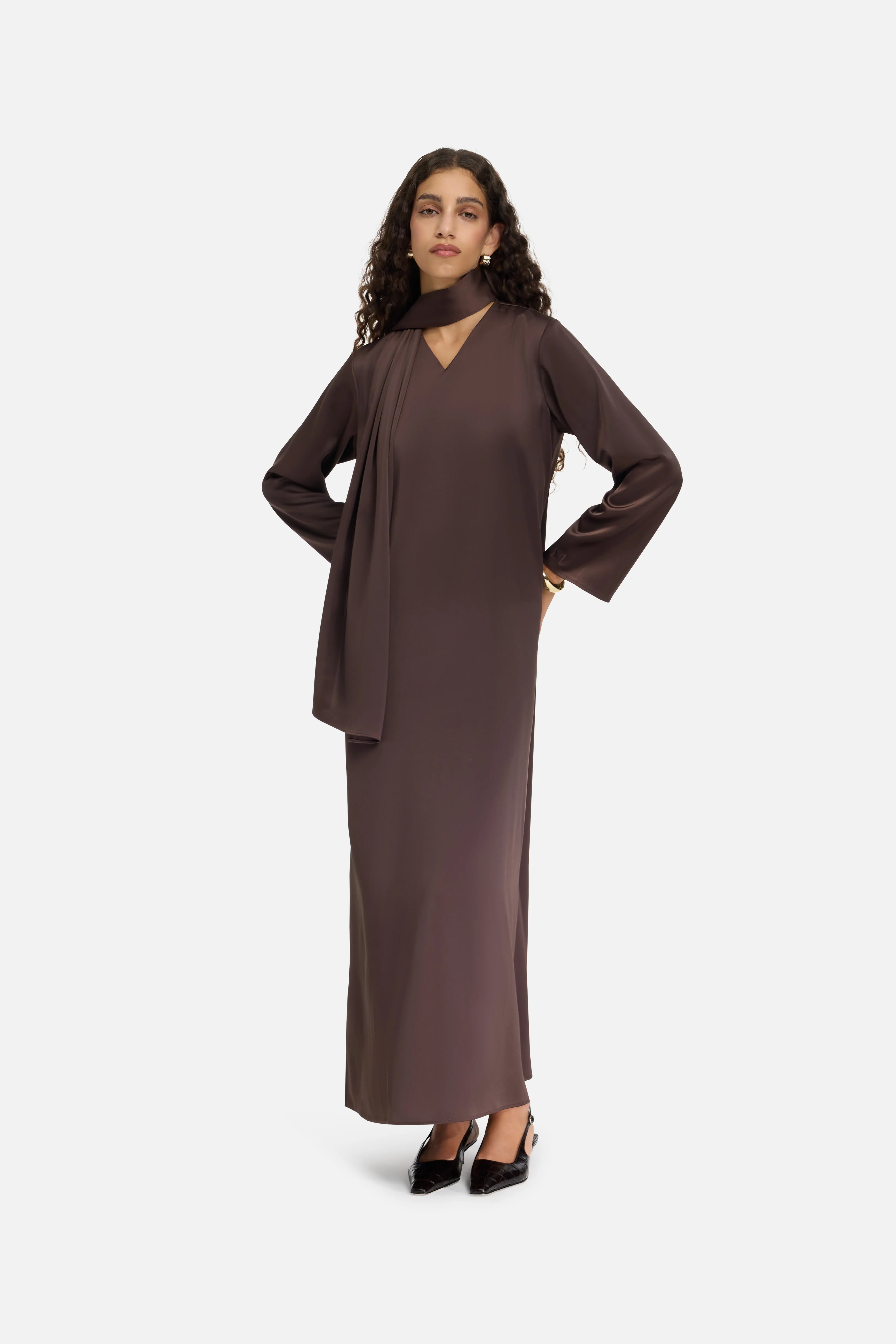 Shawl Dress | Dark Brown - Image 4