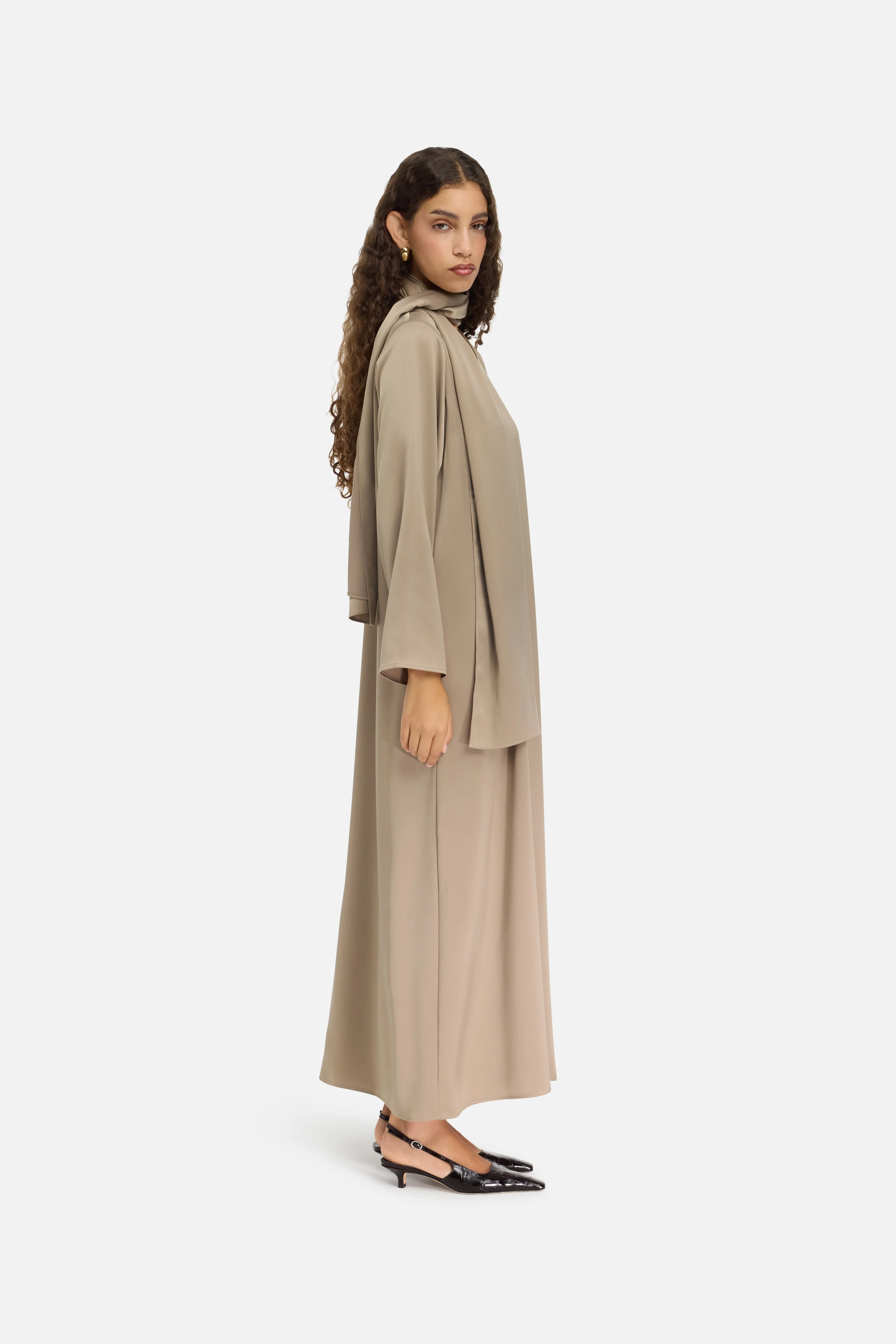 Shawl Dress | Khaki - Image 2