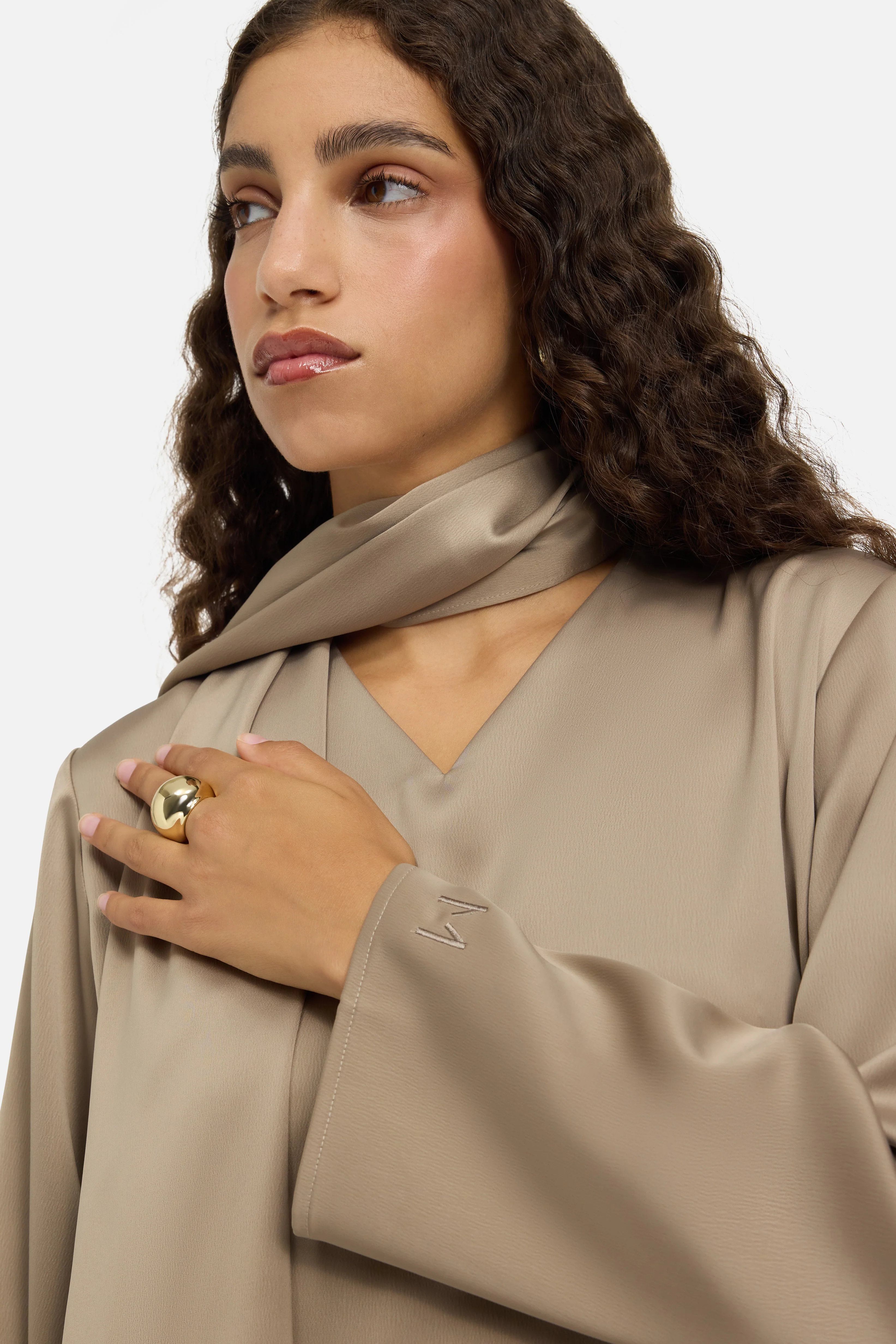 Shawl Dress | Khaki - Image 3