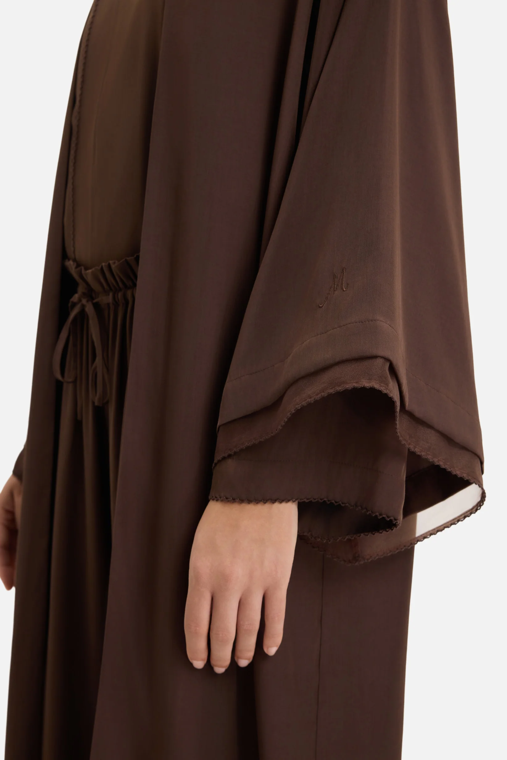 Sheer Layered Abaya | Burnt Mocha - Image 3