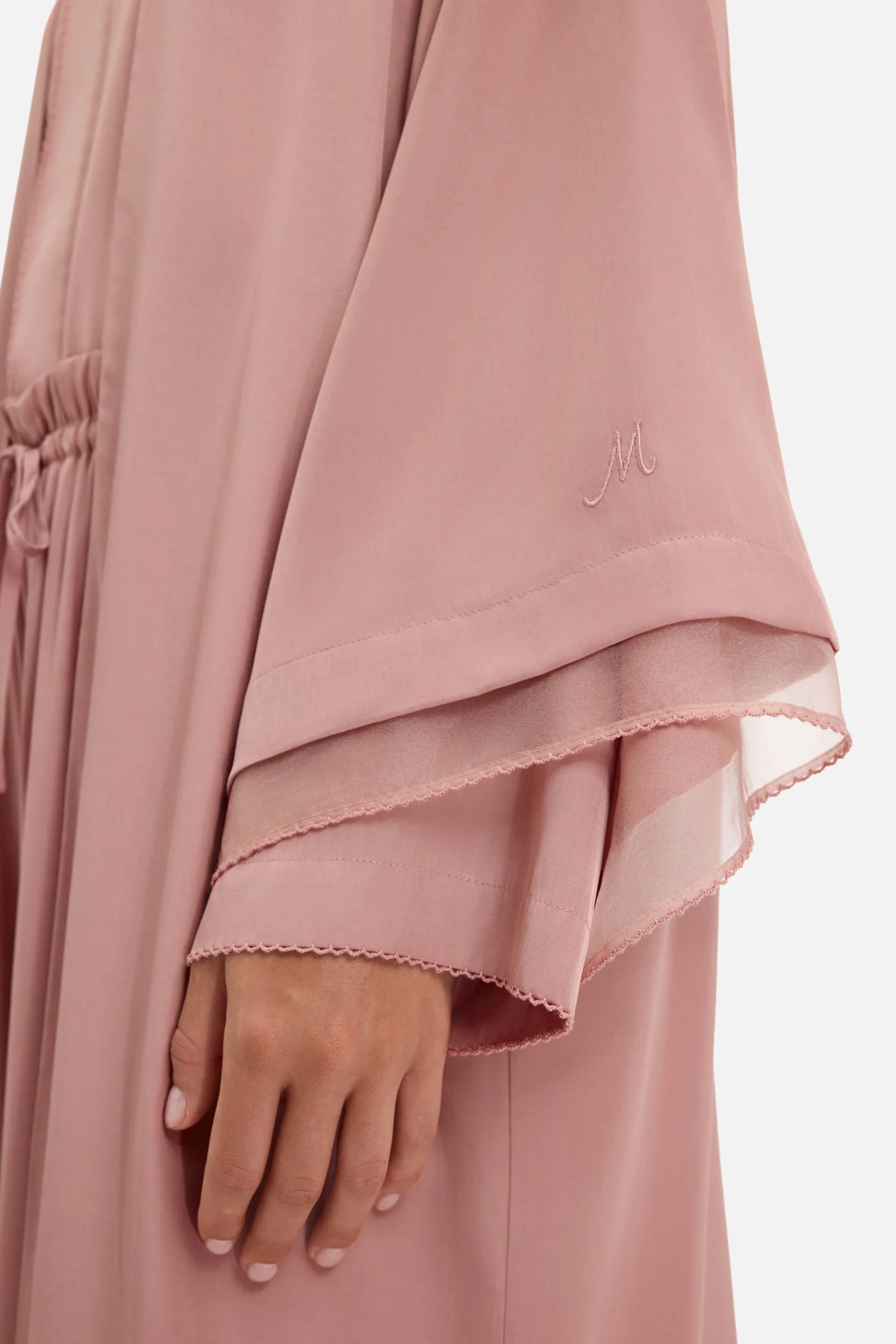Sheer Layered Abaya | Light Berry - Image 3