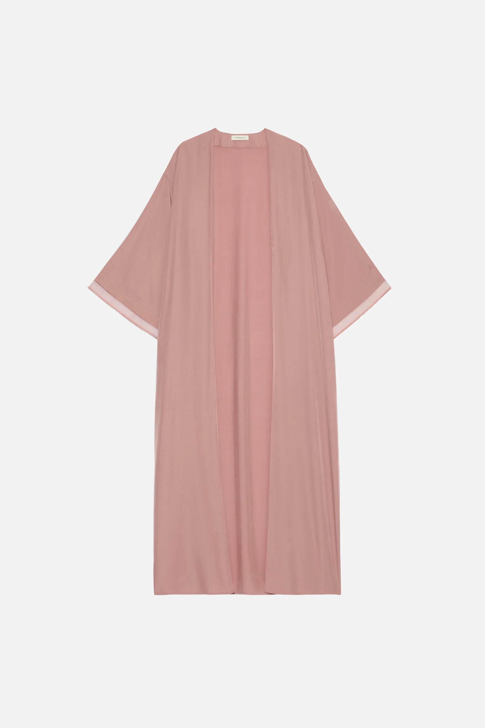 Sheer Layered Abaya | Light Berry - Image 4