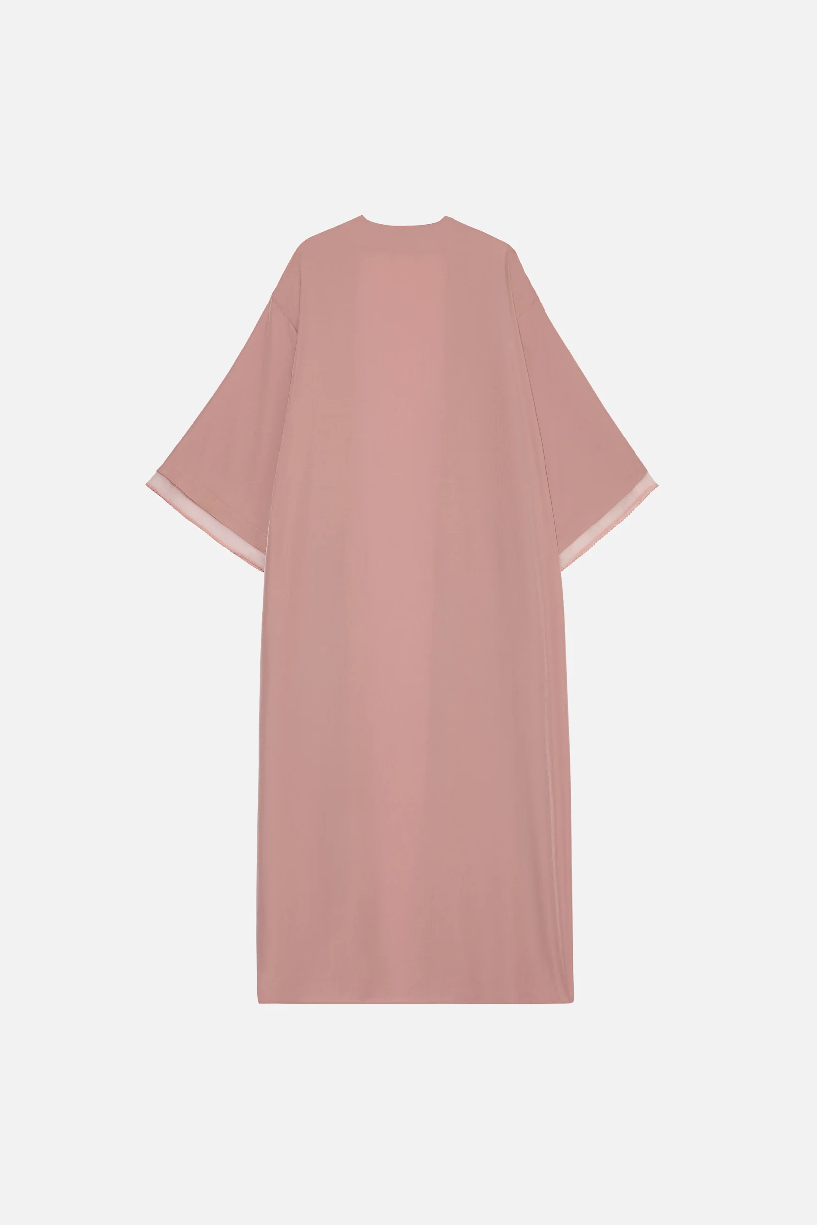 Sheer Layered Abaya | Light Berry - Image 5